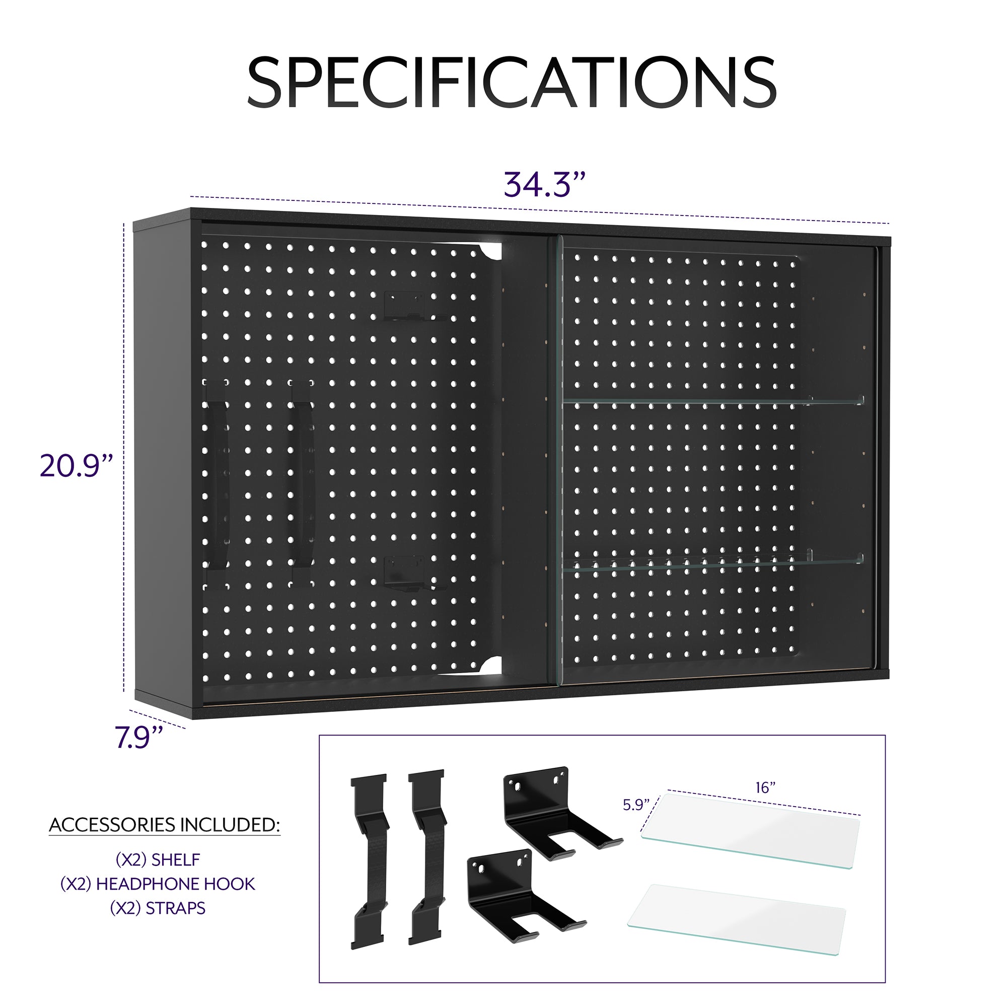 VIVO Glass Door Pegboard Cabinet - Wall Mounted Storage Organizer for Tools, Kitchen, Office & Craft Supplies - Perfect for Garage, Workshop & Home Organization