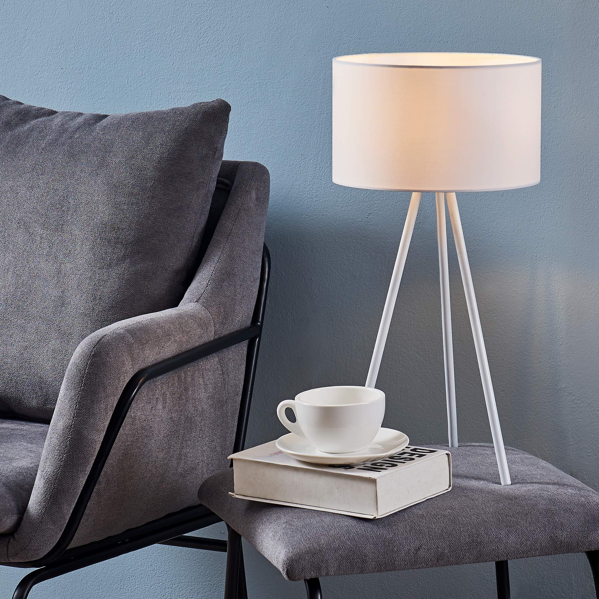 Eli Tripod Floor Lamp - Adjustable White Standing Light for Living Room, Bedroom, Office - Modern 3-Leg Design with Soft Ambient Lighting
