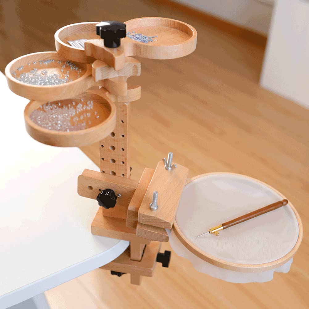 WAYUTO Adjustable Wooden Embroidery Stand with Trays - Cross Stitch Hoop Holder, Sewing Frame Stand for Needlework & DIY Projects - Perfect for Home Crafting, Quilting & Handmade Gift Making