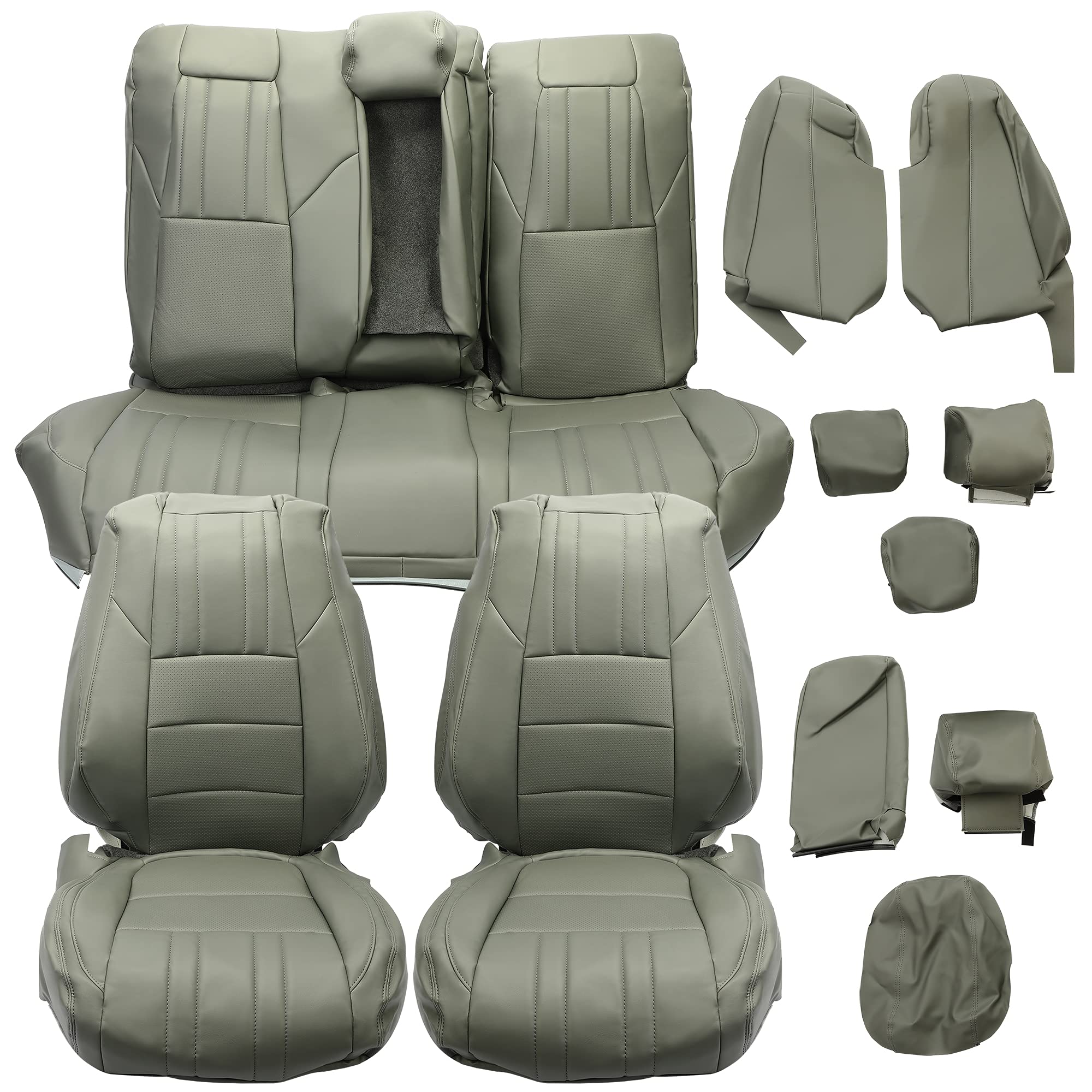 Premium Kojem Full Synthetic Leather Seat Covers for 2018-2021 Honda Accord Sport/EX/Hybrid - Front & Rear Car Seat Protectors (Black Grey) | Waterproof, Anti-Slip & Comfortable | Perfect for Daily Commute, Road Trips & Family Protection