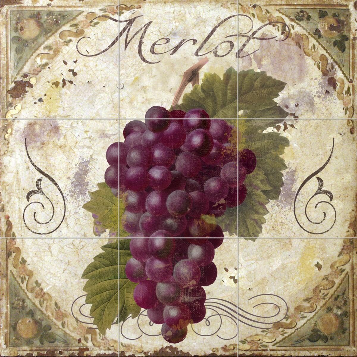 Tuscany Table Merlot Ceramic Backsplash Tile Mural - Wine Themed Kitchen Decor - Color Bakery - Perfect for Kitchen Renovation & Dining Room Accent Wall