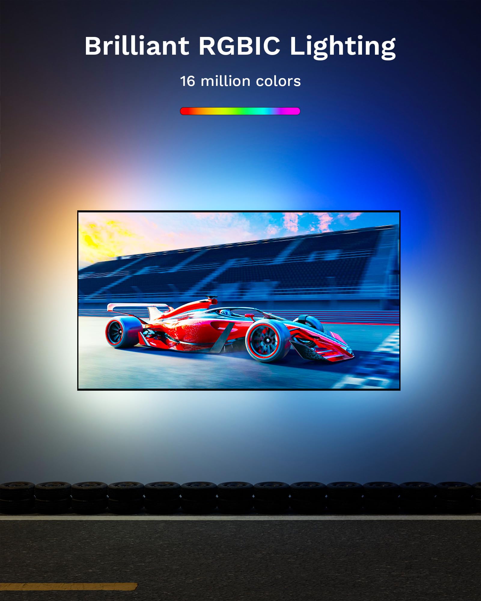 Lytmi TV LED Backlight with HDMI 2.0 Sync Stick - Immersive RGBIC Backlight for 56-75 Inch TVs - Plug & Play, Cuttable Light Strips - Sync with Games, Music & Movies - Perfect for Home Theater, Gaming Setup & Movie Nights