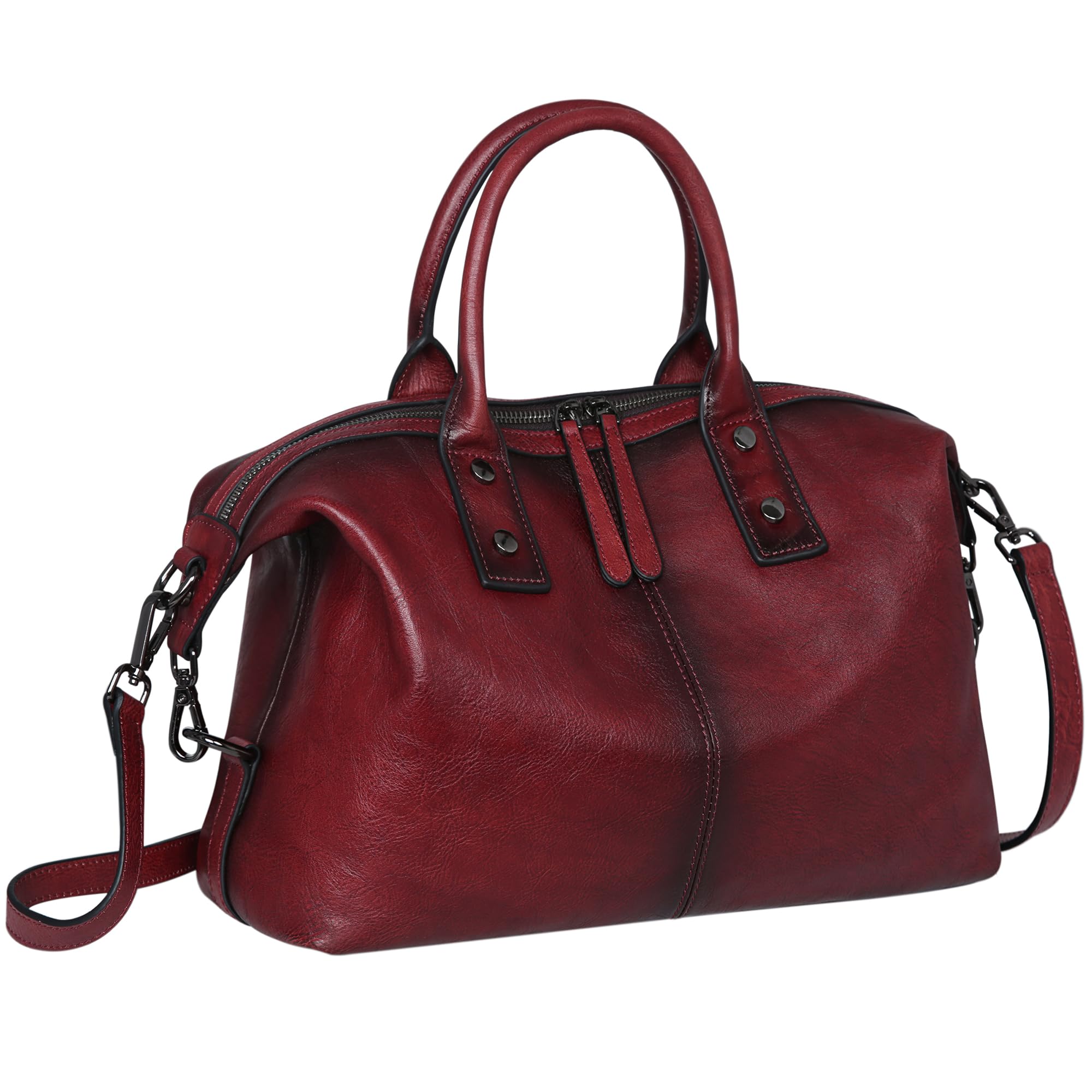 Genuine Leather Satchel Tote Bag for Women - Top Handle Designer Shoulder Bag with Large Capacity, Crossbody Purse for Work, Travel & Everyday Use