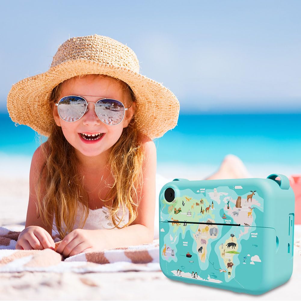 AVZYARDY Instant Print Camera for Kids - Portable Video Camera with 3 Rolls Photo Paper, Selfie Camera Toy for Toddlers, Perfect Birthday & Holiday Gift for Boys & Girls (Blue) - Great for Travel, Parties, and Family Memories