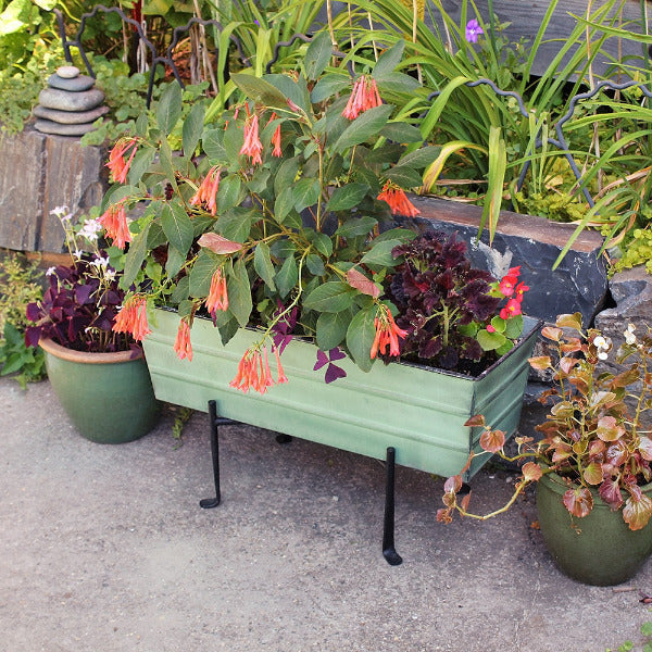 Galvanized Steel Flower Box Planter - Rustproof Outdoor Garden Planter for Flowers, Herbs & Plants - Perfect for Patio, Balcony & Window Sill Decor