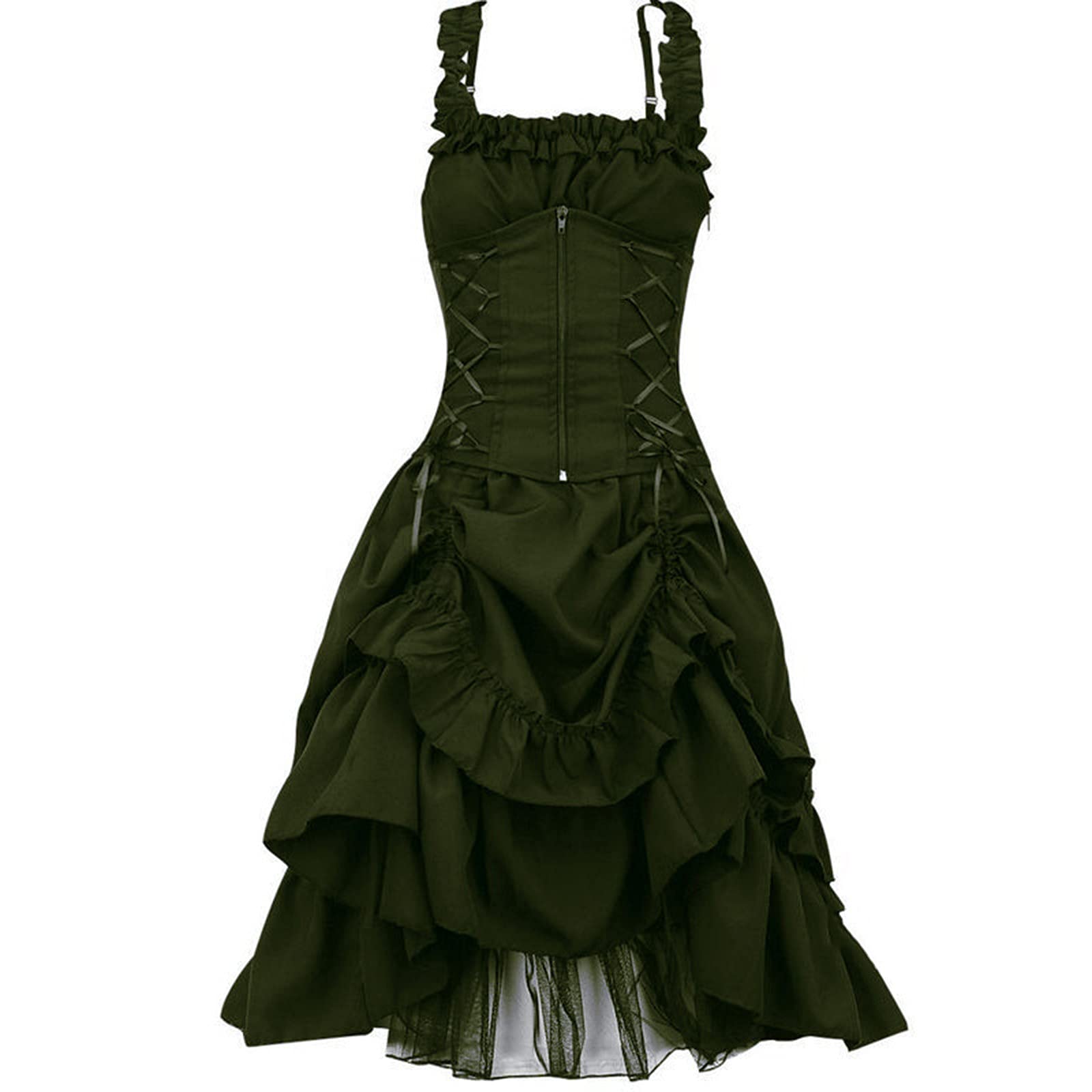 RKSTN Women's Gothic Sleeveless Corset Dress with Drawstring Waist - Elegant Summer Ball Gown & Party Swing Dress for Evening Events, Date Nights & Special Occasions