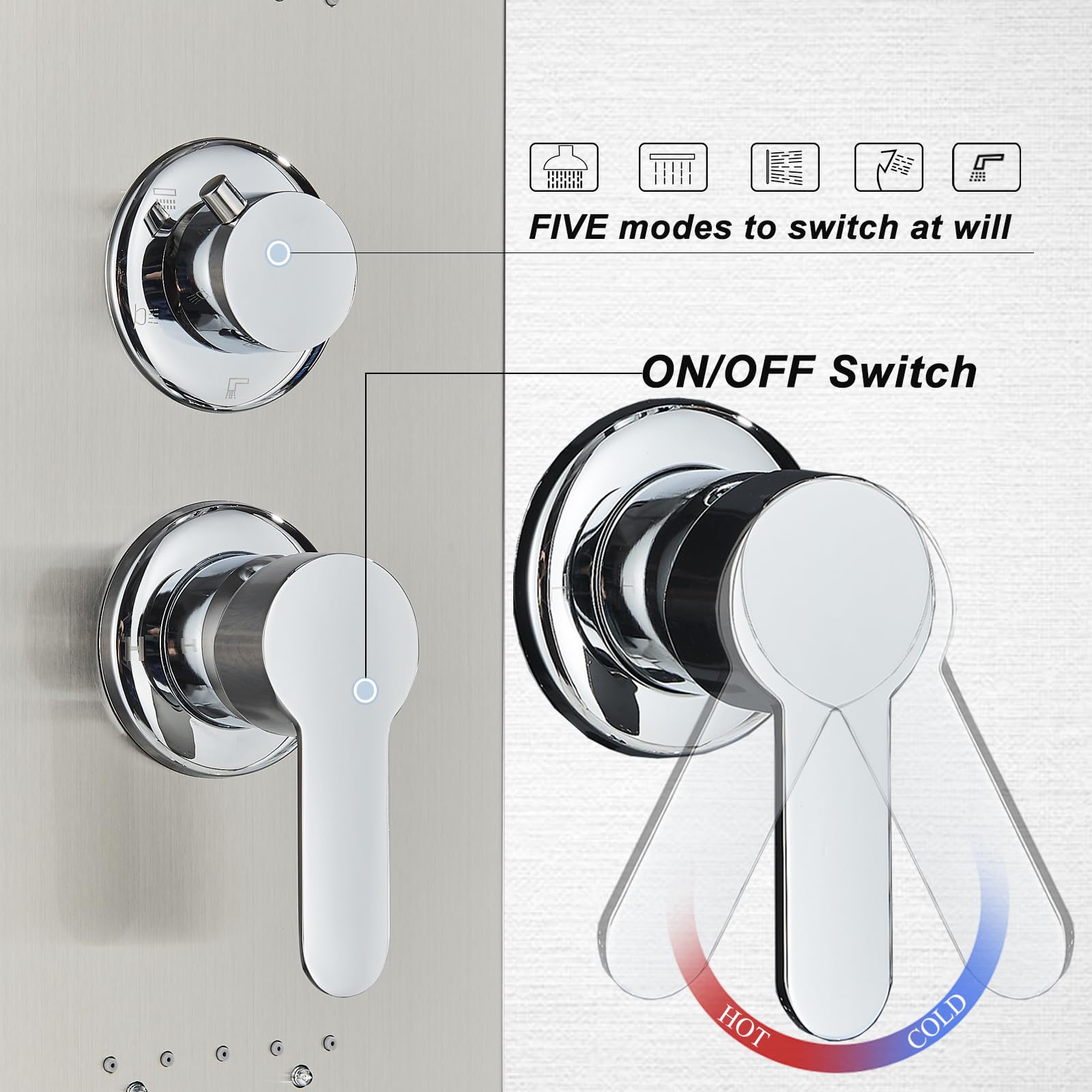 LED Shower Panel System with Rainfall & Waterfall Shower Head - Full Body Massage Jets - Modern Stainless Steel Shower Tower Faucet Set in Brushed Nickel for Bathroom | Perfect for Spa-Like Experience & Luxury Bathroom Upgrade