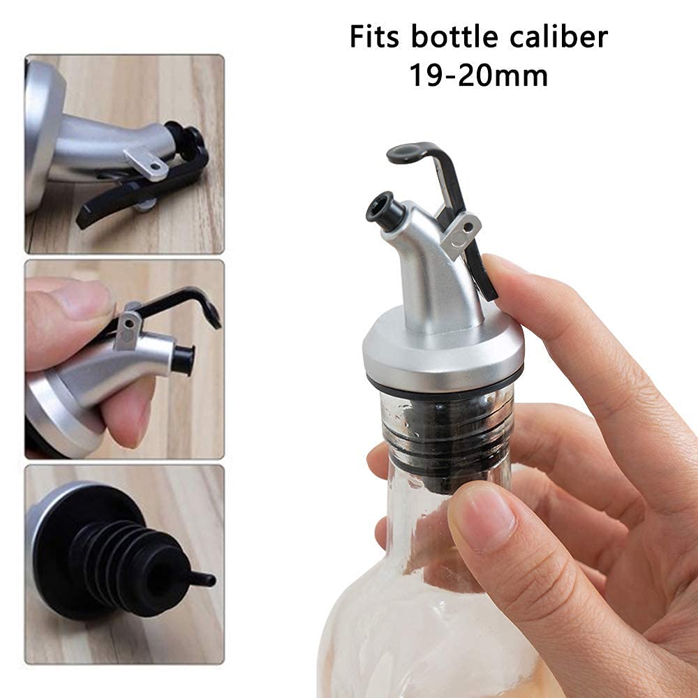 Premium Stainless Steel Bottle Pourers with Rubber Stoppers - 6pc Set for Smooth Olive Oil, Liquor & Wine Dispensing | Ideal for Restaurants, Bars, Hotels & Home Bars | Leak-Proof Free Flow Spouts for Glass Bottles