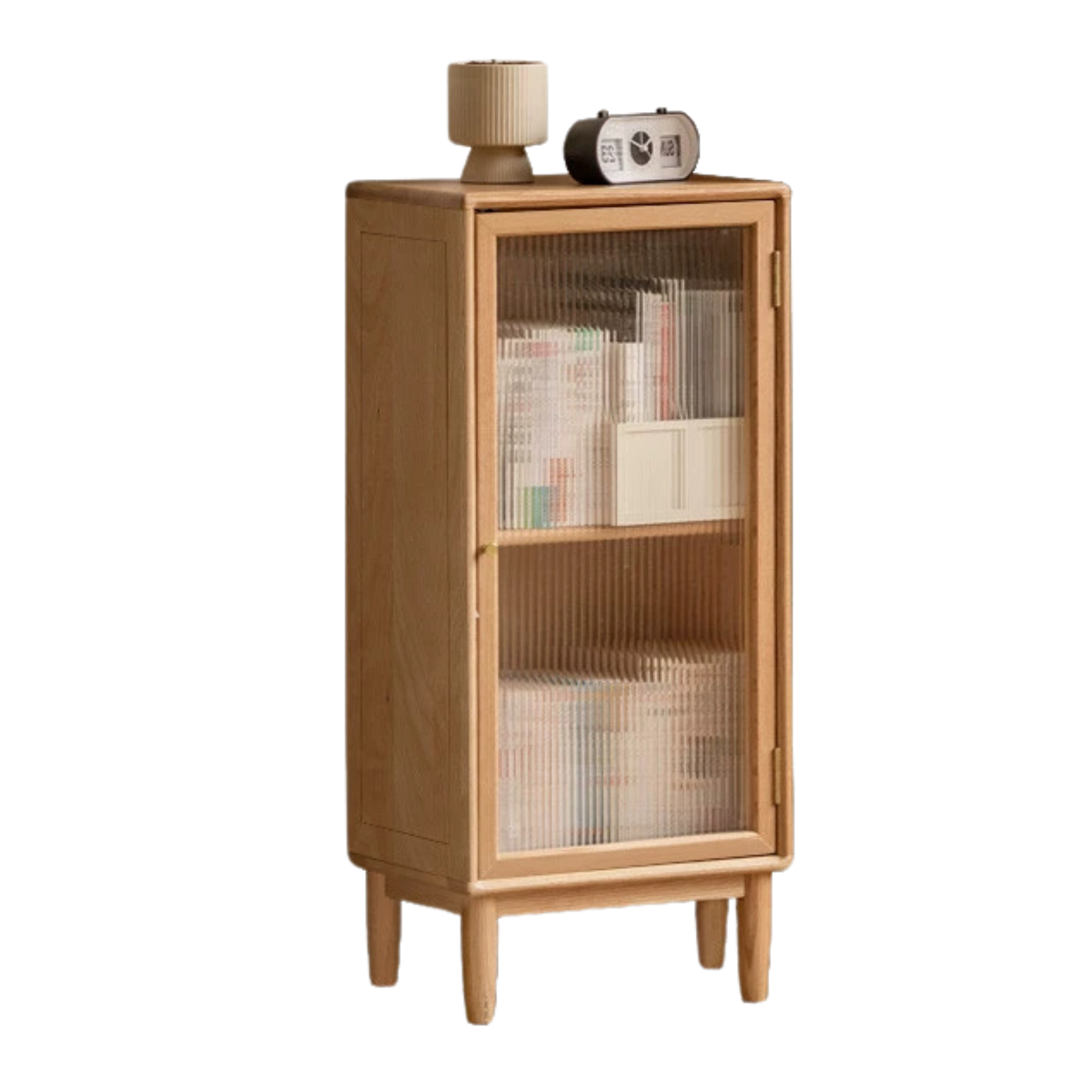 Solid Oak Wood Side Cabinet - Small Bookcase with Adjustable Shelves for Living Room, Bedroom, or Office Storage | Rustic Home Decor Furniture