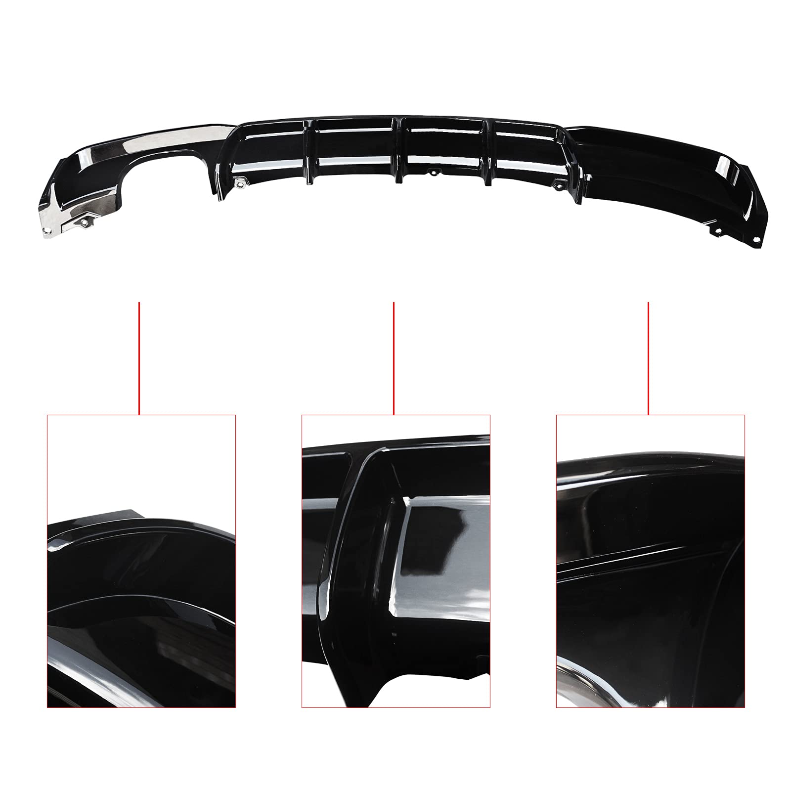 NINTE Gloss Black Rear Diffuser for 2012-2018 BMW 3 Series F30 F31 M Sport Bumper - Left Single Exhaust Bumper Lip | Enhances Sporty Look & Aerodynamics