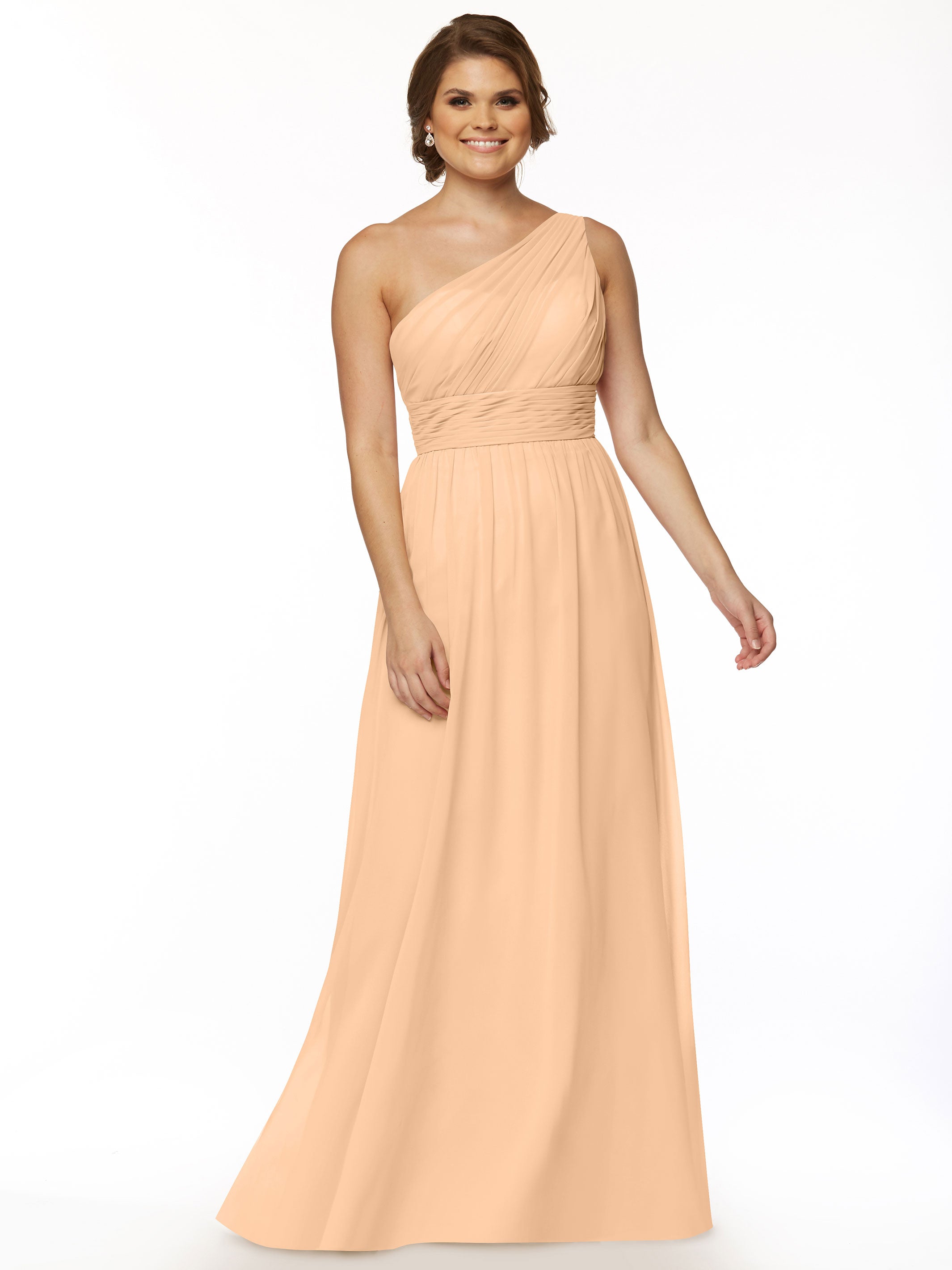 Elegant One Shoulder A-Line Chiffon Bridesmaid Dress with Ruching - Perfect for Weddings, Formal Events & Special Occasions