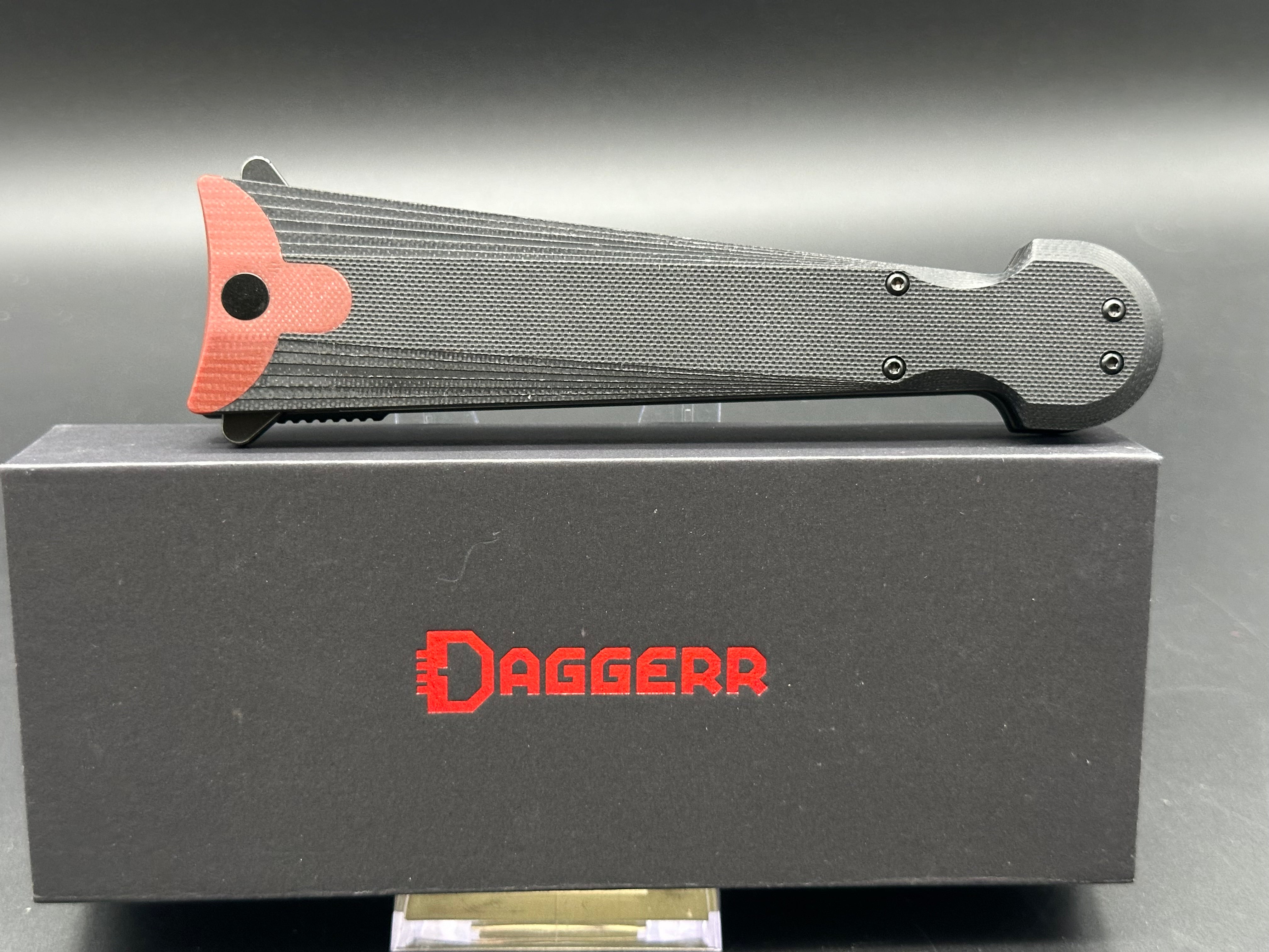 Daggerr Knives Cinquedea - 5.6 Inch Black Aluminum D2 Steel Blade - Tactical Hunting & Outdoor Survival Knife for Camping, Bushcraft, and Collection