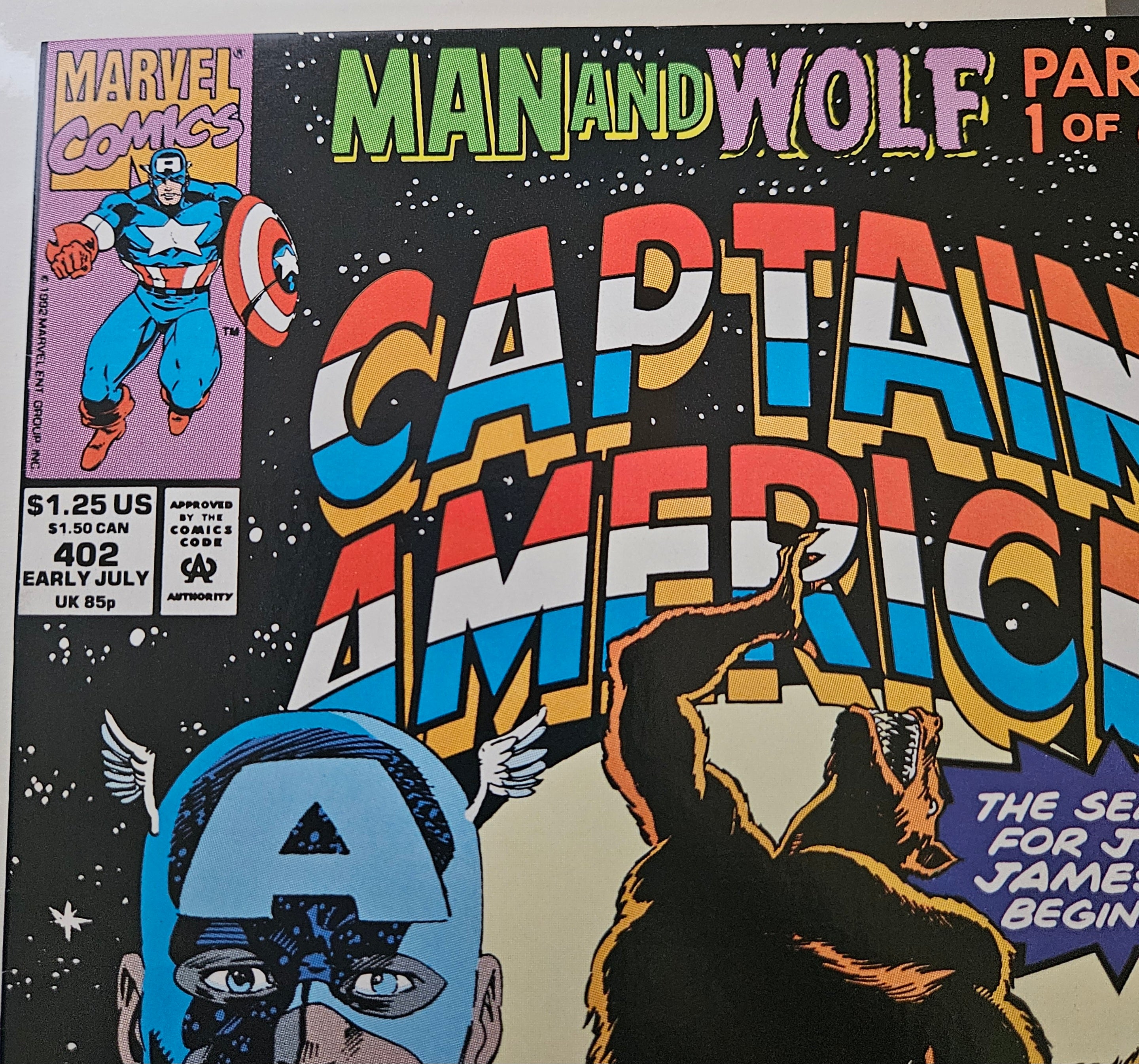 Marvel Captain America #402 Comic Book (July 1992) - Capwolf Key Issue | High Grade Collectible | Perfect for Marvel Fans & Comic Collectors | Display, Investment & Gift Idea