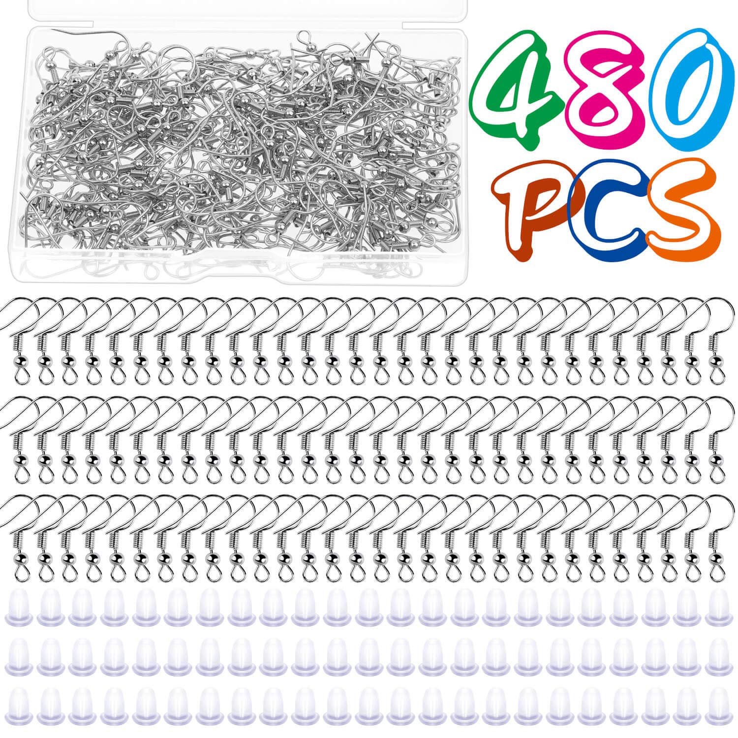 240pcs Hypoallergenic Stainless Steel Earring Hooks & Backs for Jewelry Making - Cridoz DIY Earring Supplies Kit for Women, Gift Making, Handcraft Projects & Fashion Accessories