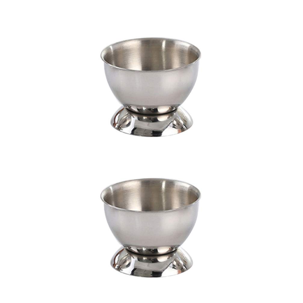 Yardwe 2-Piece Stainless Steel Egg Cup Tray - Egg Holder Stand for Soft/Medium/Hard Boiled Eggs - Perfect for Home Kitchen, Restaurant & Breakfast Buffet - Durable & Easy Clean (Large Size)