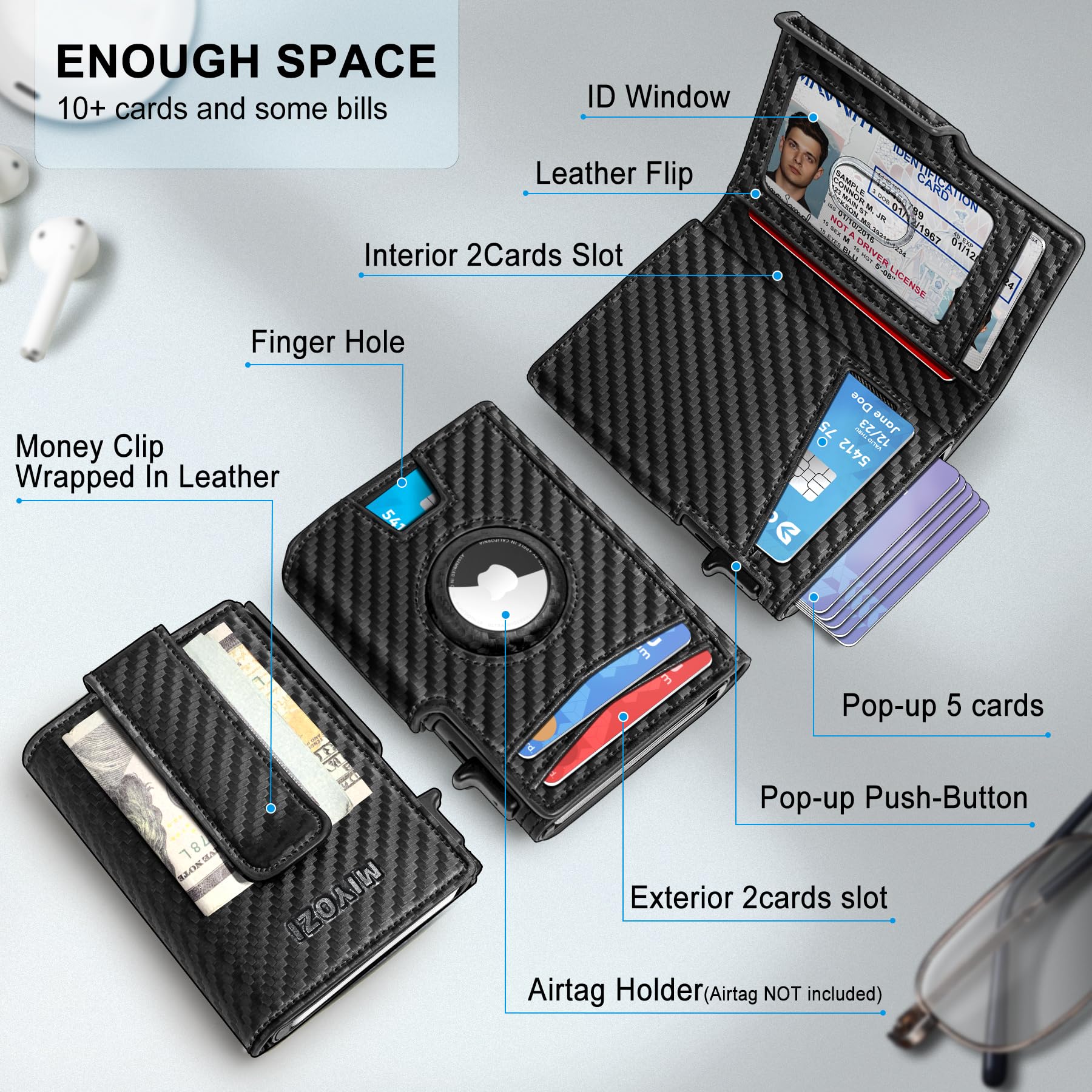 Premium RFID Blocking Metal Wallet for Men - Slim Smart Pop-Up Credit Card Holder with Money Clip, Holds 10 Cards, Magnetic Closure & Gift Box - Perfect for Travel, Business & Everyday Use