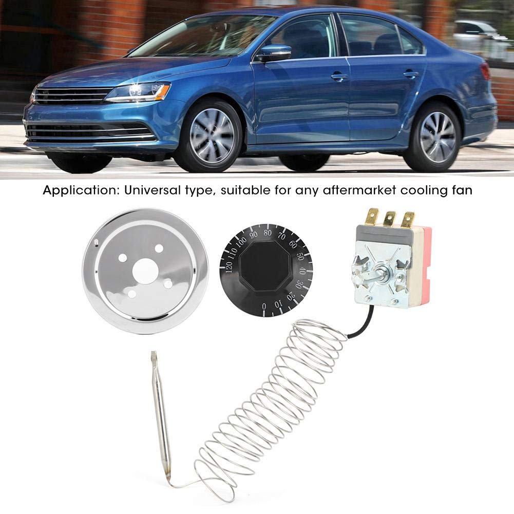 Universal Thermostat Switch Controller 0-120°C - Temperature Control Thermostat for Radiator Fan & Auto Parts - Perfect for Car Cooling System, Home Heating & Industrial Equipment
