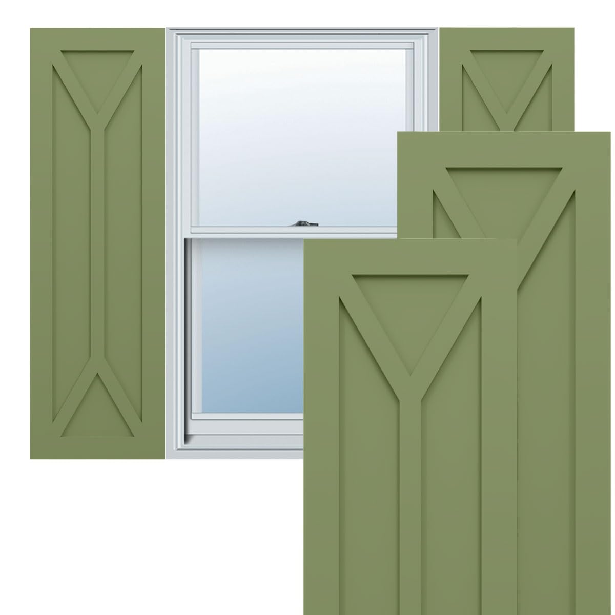 Ekena Millwork TFP001SC15X040MG True Fit PVC San Carlos Mission Style Fixed Mount Shutters - 15x40 Inches Moss Green (Pair, Hardware Not Included) - Perfect for Exterior Windows, Porches & Home Decor