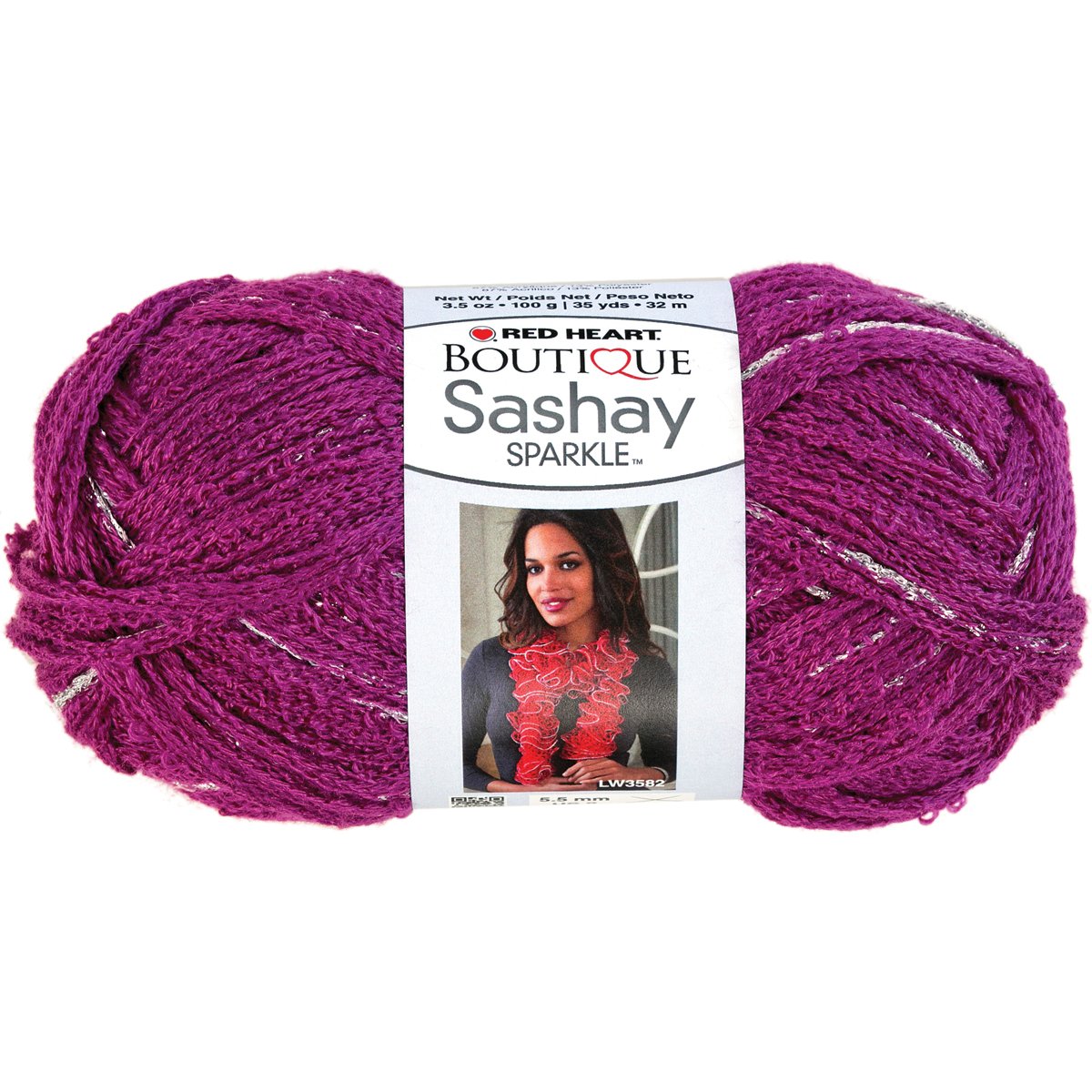 Red Heart Boutique Sashay Sparkle Yarn - Rhubarb Color | Premium Knitting & Crochet Yarn for Scarves, Shawls & DIY Fashion Accessories | Perfect for Holiday Crafts & Gift Making