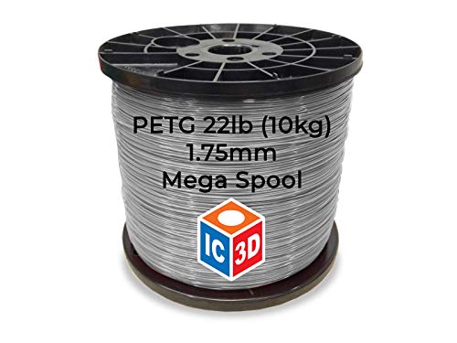 IC3D Natural 1.75mm PETG 3D Printer Filament - 10kg Spool (22lbs) - High Precision +/- 0.05mm - Professional Grade 3D Printing Material - Made in USA - Perfect for Functional Parts, Prototypes & DIY Projects