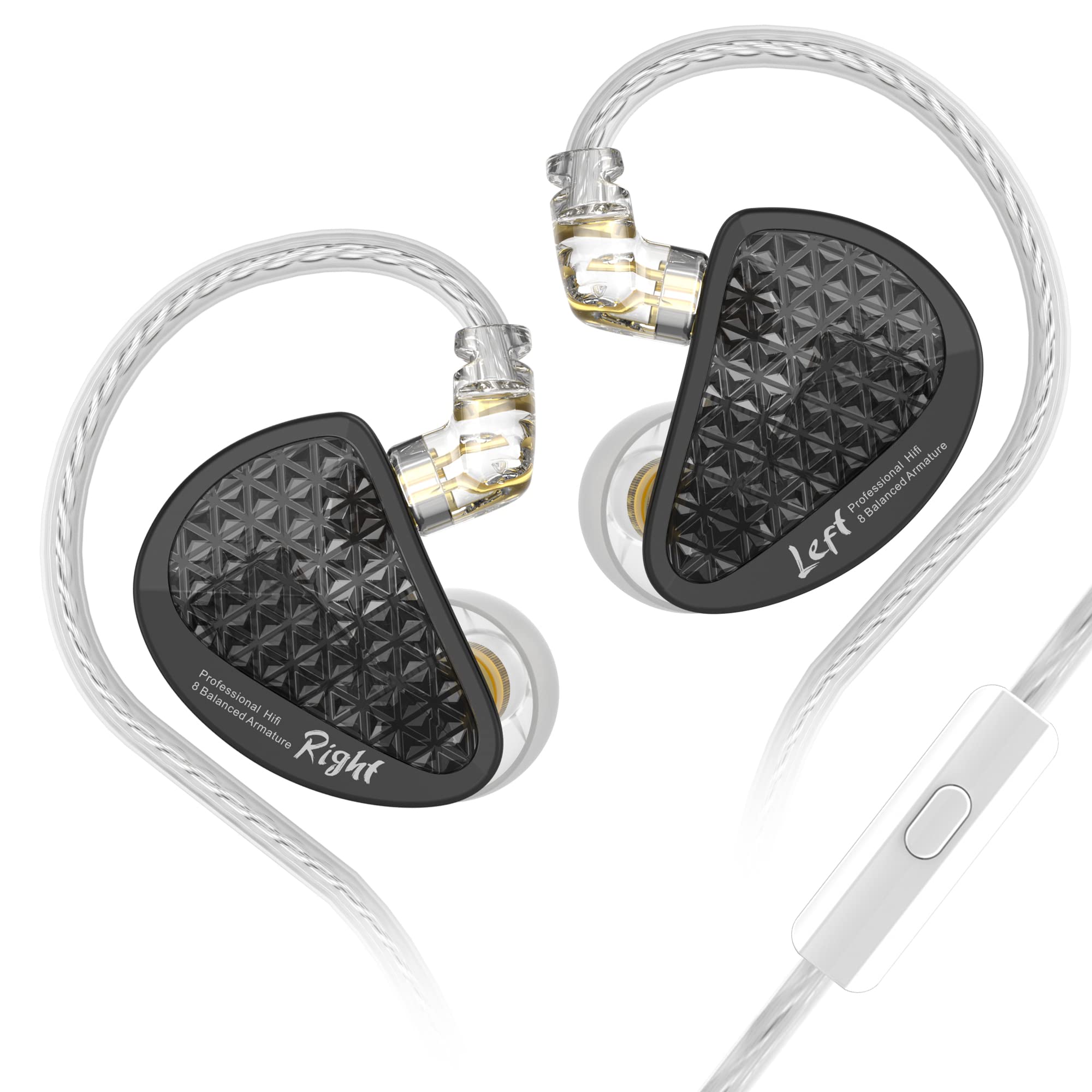 KZ AS16 Pro 8 Balanced Armature HiFi In-Ear Monitor Earphones - Professional Studio Recording, Gaming Earbuds with Microphone, High Resolution Stereo Sound, Noise Isolation for Musicians & Audiophiles (Black, Wired) - Perfect for Studio Sessions, Competitive Gaming & Music Enjoyment on the Go