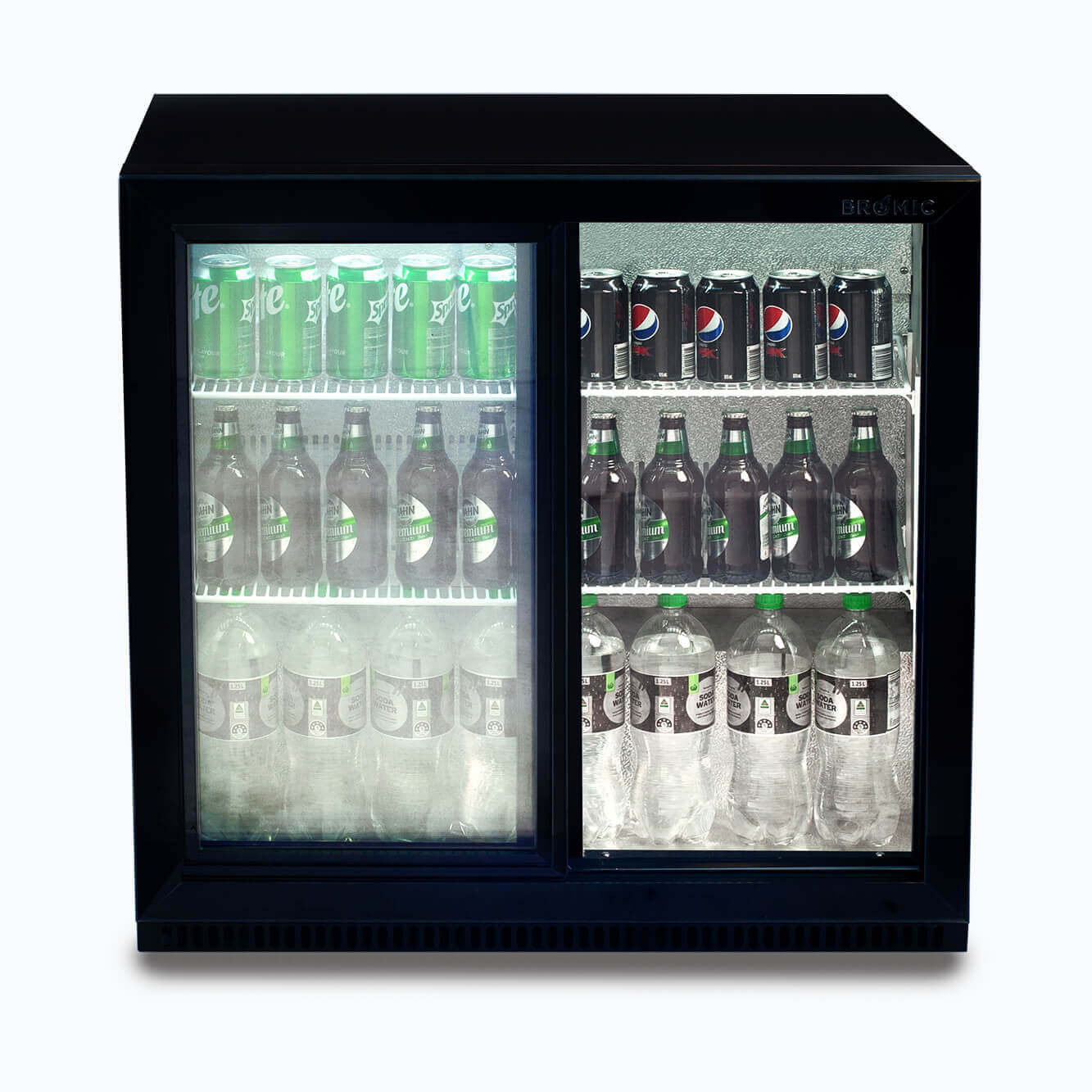 Bromic BB0200GDS 190L Commercial Back Bar Refrigerator with Sliding Door - NSF Certified for Bars, Restaurants & Cafes - Perfect for Beverage Storage & Display