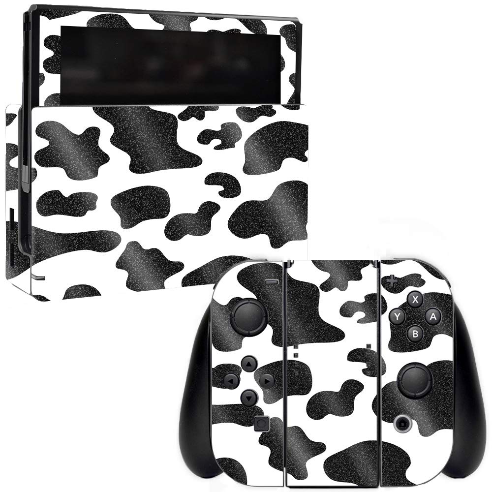 MightySkins Glossy Glitter Skin for Nintendo Switch - Cow Print | Protective & Durable High-Gloss Cover | Easy to Apply & Remove | Made in USA | Perfect for Gaming, Travel & Customization (GL-NISWI-Cow Print)