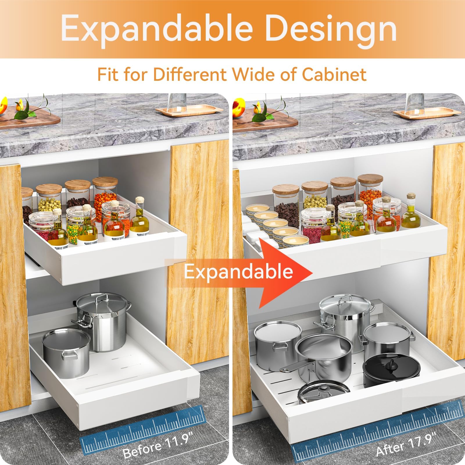 Expandable Pull Out Cabinet Drawers Organizer - 21
