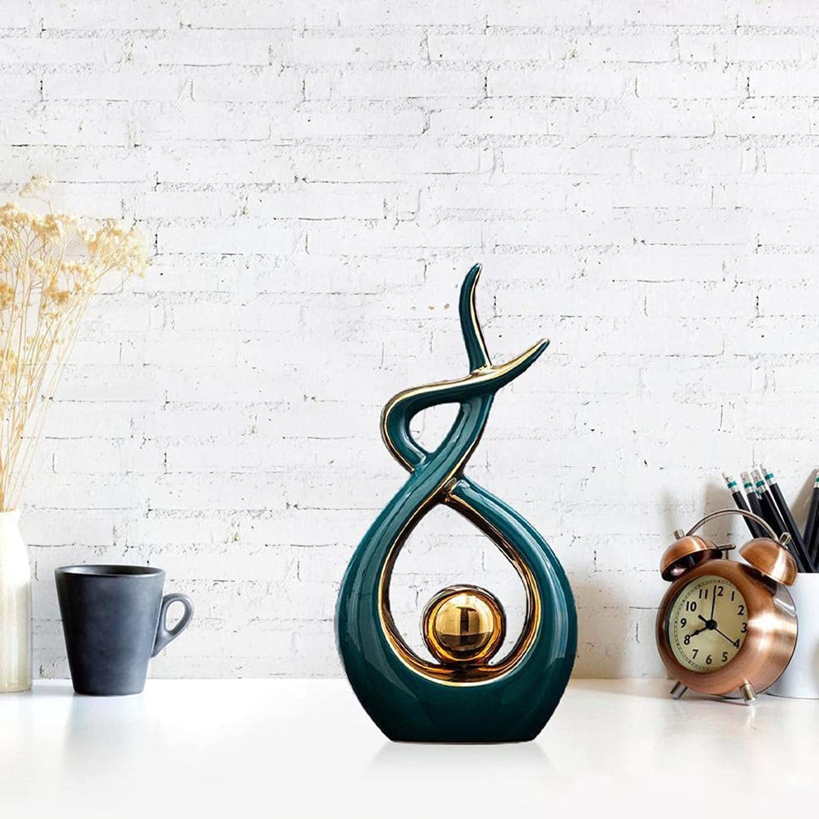 Modern Abstract Ceramic Sculpture - Handcrafted Home Decor Art Statue for Living Room, Bedroom, Dining Room & Office - Elegant Coffee Table Centerpiece for Interior Design