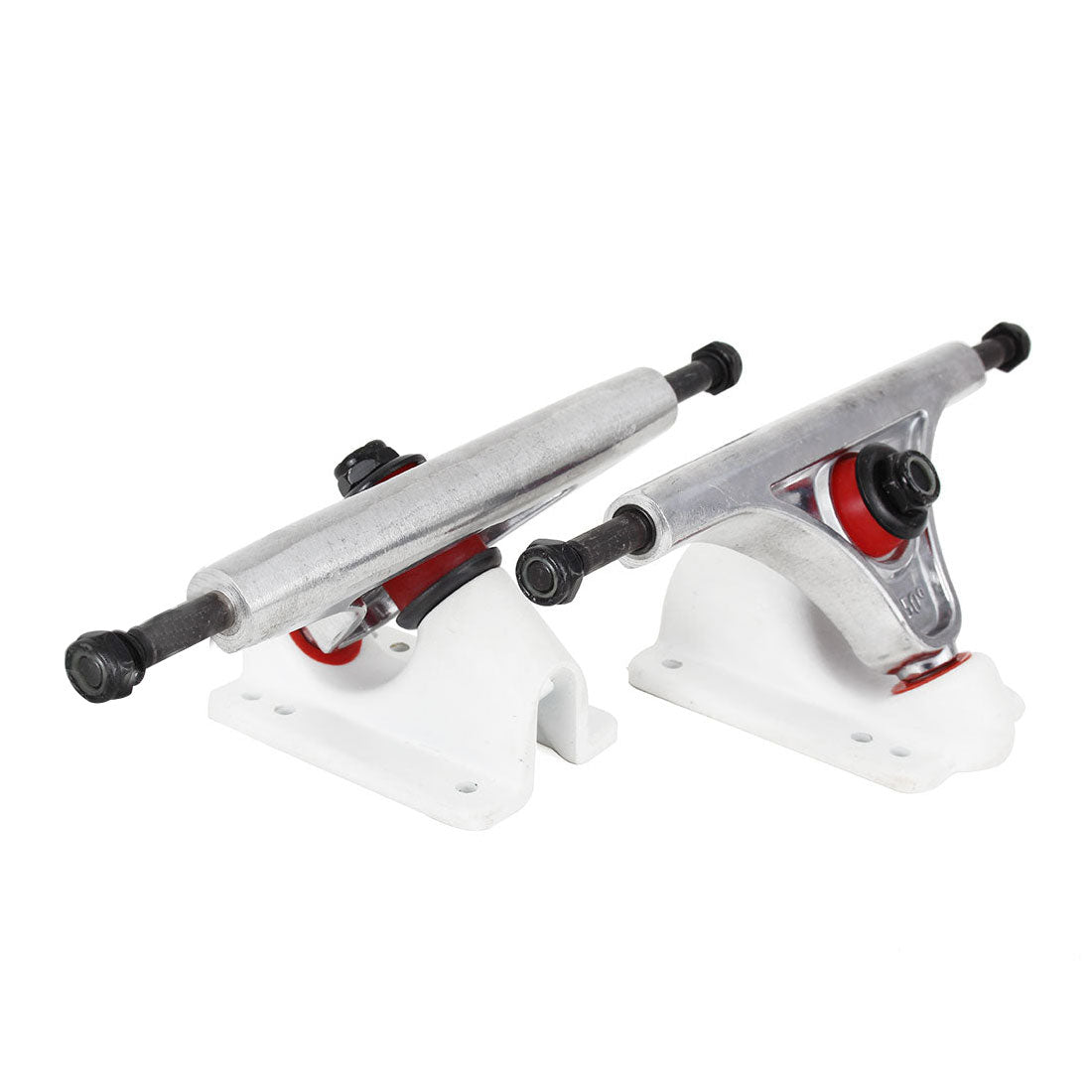 Premium Slant Reverse Kingpin 150mm Skateboard Trucks - White/Polished Finish - Perfect for Cruising, Carving & Downhill Riding