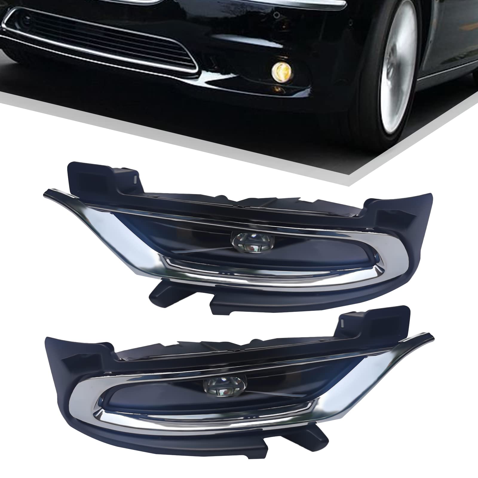 2015-2021 Chrysler 300 LED Chrome Fog Lights Pair with Switch - Durable Waterproof Driving Lights for Night & Bad Weather Visibility - Perfect for Highway, Off-Road & Urban Driving