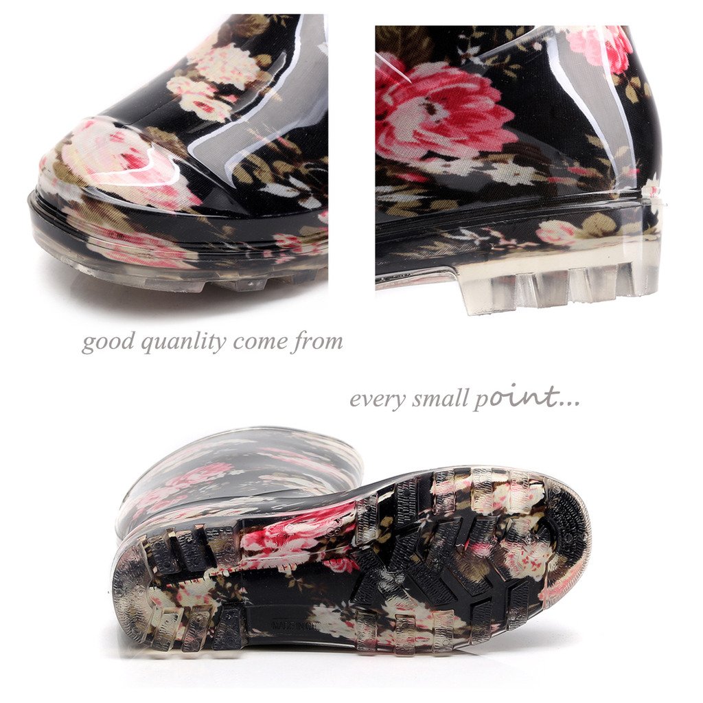 Women's Floral Printed Rubber Rain Boots - Waterproof Half Calf Garden Wellies for Women | Perfect for Gardening, Hiking & Outdoor Activities in Wet Weather