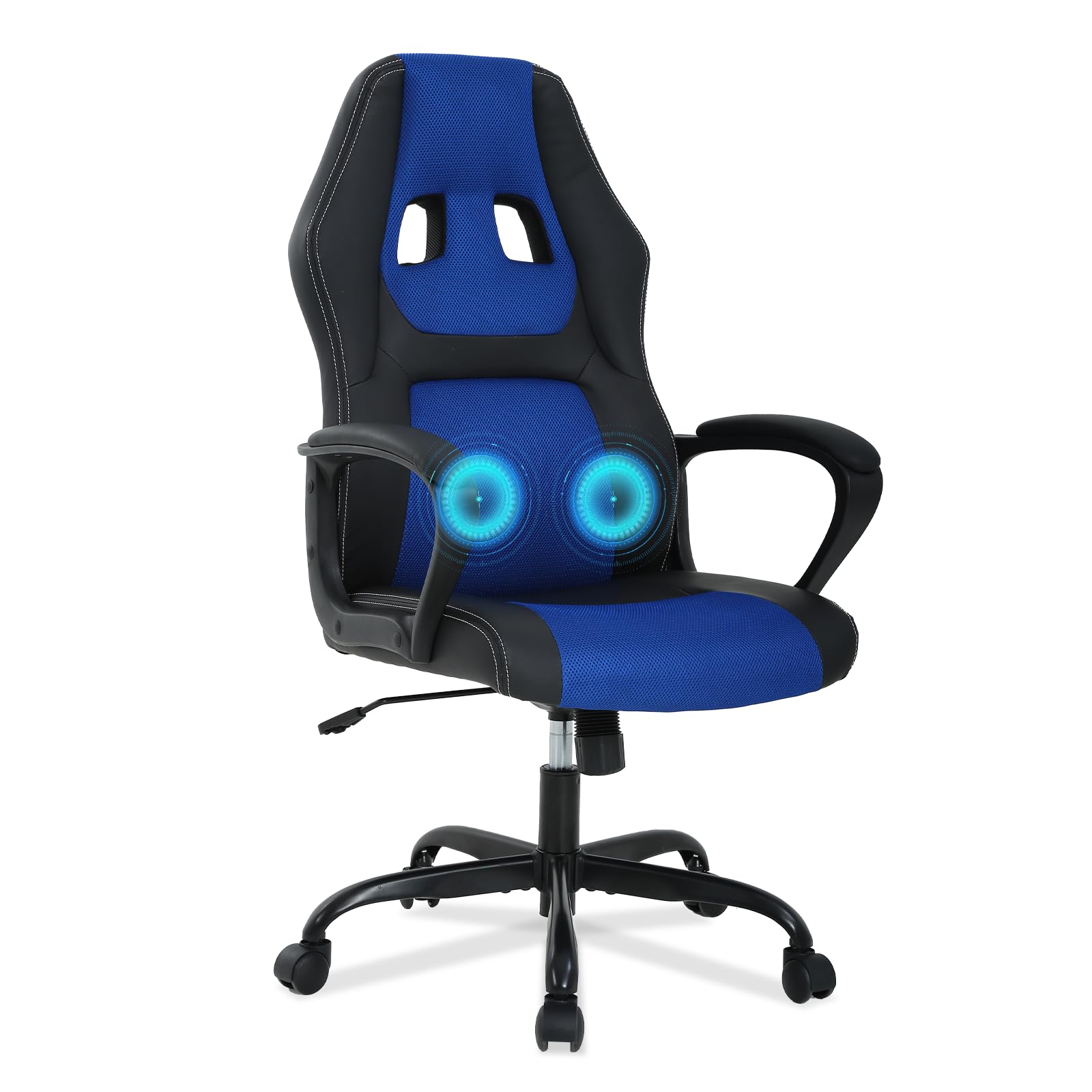Ergonomic Office Chair with Lumbar Support - Adjustable Height Swivel Rolling Computer Chair for Gaming, Executive & Home Office - Breathable Leather Task Chair (Blue) - Perfect for Long Work Hours & Gaming Sessions