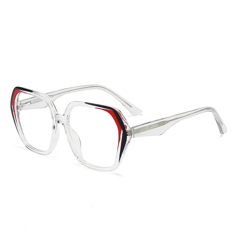 CCspace Women's Full Rim Irregular Square Polycarbonate Eyeglasses 3003 - Trendy Lightweight Glasses for Work, Reading & Fashion