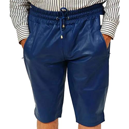 Men's Relaxed Fit Real Sheepskin Leather Shorts - Comfortable & Stylish Casual Wear for Outdoor Activities & Lounge