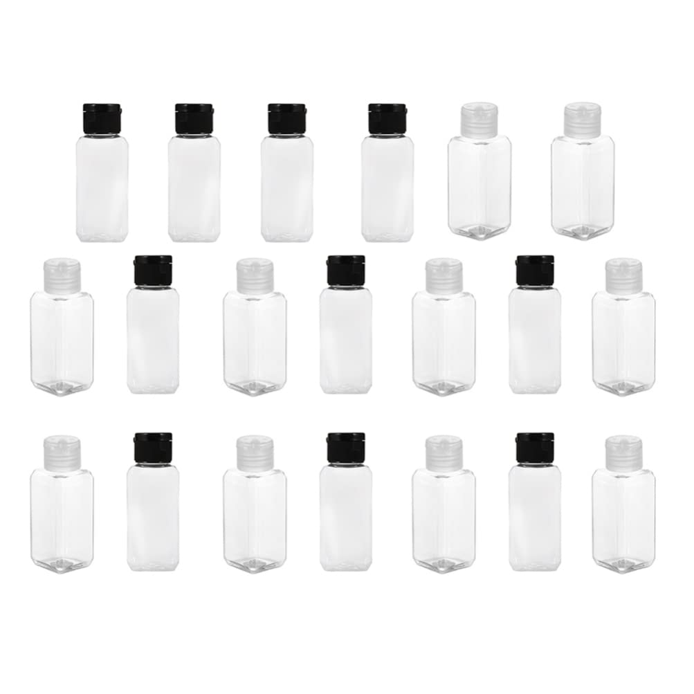 EXCLUZO 20 Pack Clear Travel Bottles 50ml - Leak-Proof Flip Top Refillable Toiletry Containers for Shampoo, Lotion, Conditioner & Cosmetics | Perfect for Air Travel, Gym, Camping & Vacation Essentials