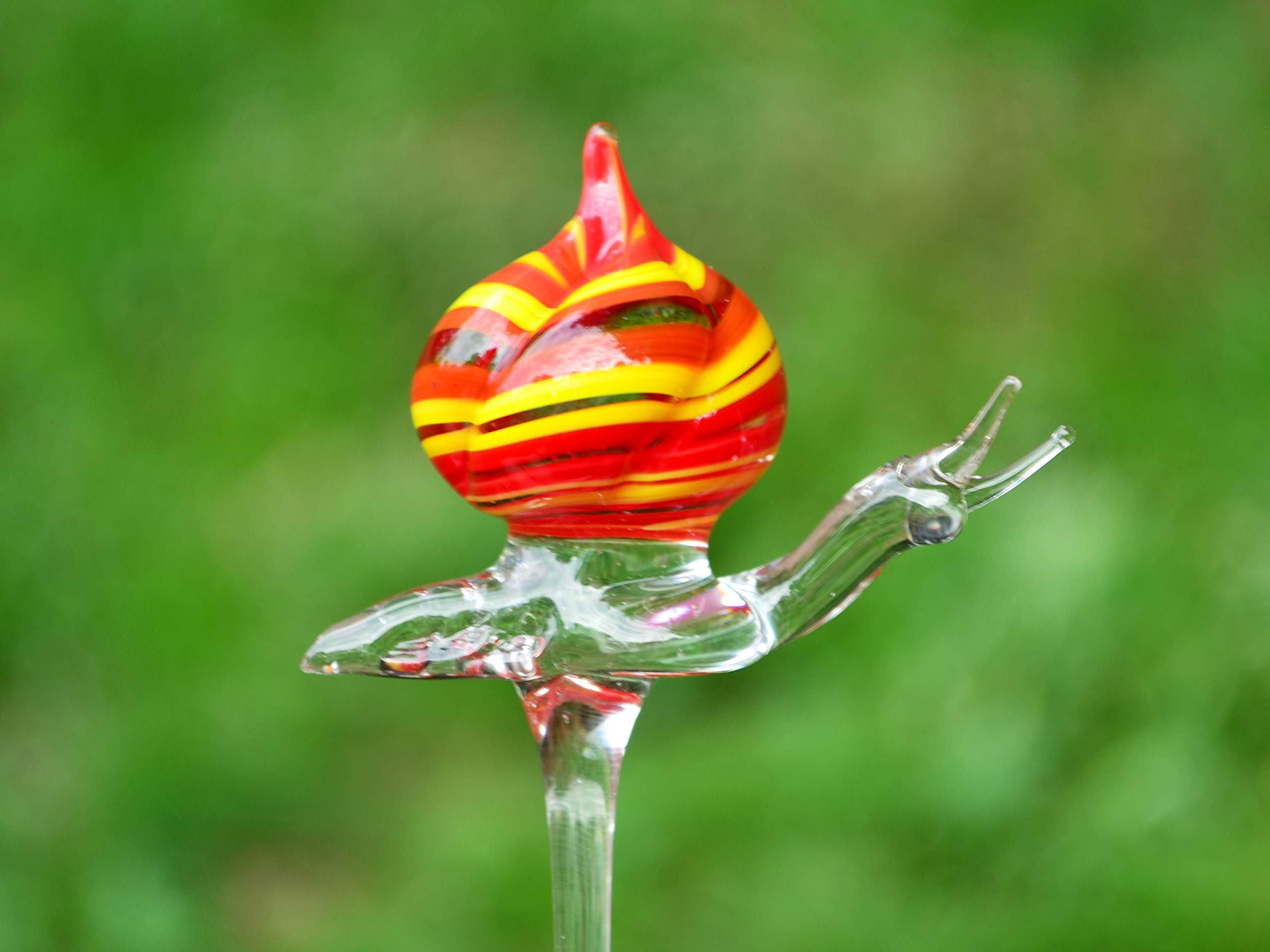 Hand-Blown Glass Snail Plant Stakes - Miniature Garden Sculptures for Flower Pots | Unique Outdoor Decor for Gardens, Patios & Indoor Plants