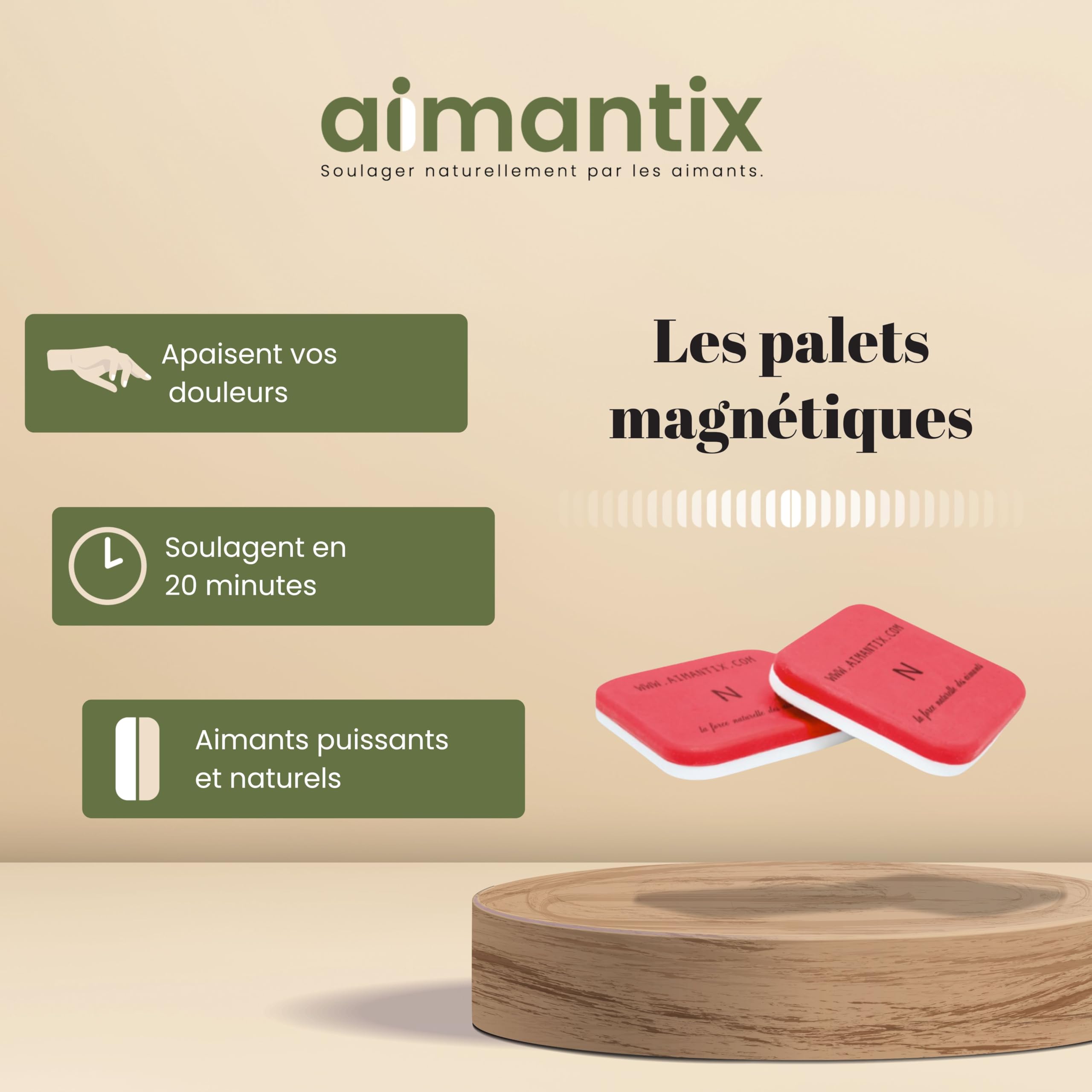 AIMANTIX - 2 Powerful Pain Relief Magnets for Natural Therapy - Magnetic Discs for Effective Joint & Muscle Pain Relief - Perfect for Back, Neck & Shoulder Pain at Home or Work
