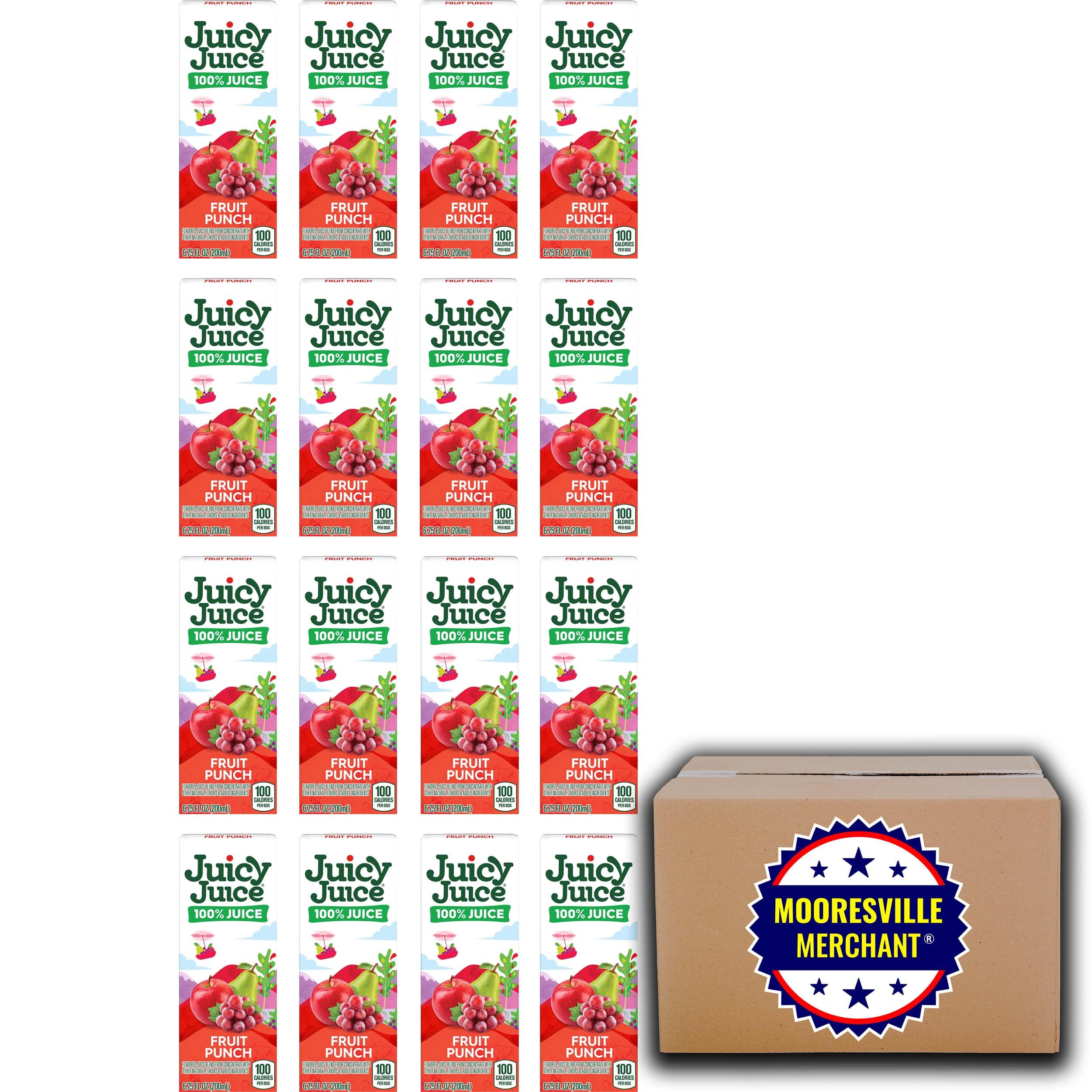100% Pure Fruit Punch Juice Boxes - 6.75 fl oz (Pack of 16) | No Added Sugar | Kids Lunch Box & School Snacks | Mooresville Merchant Exclusive