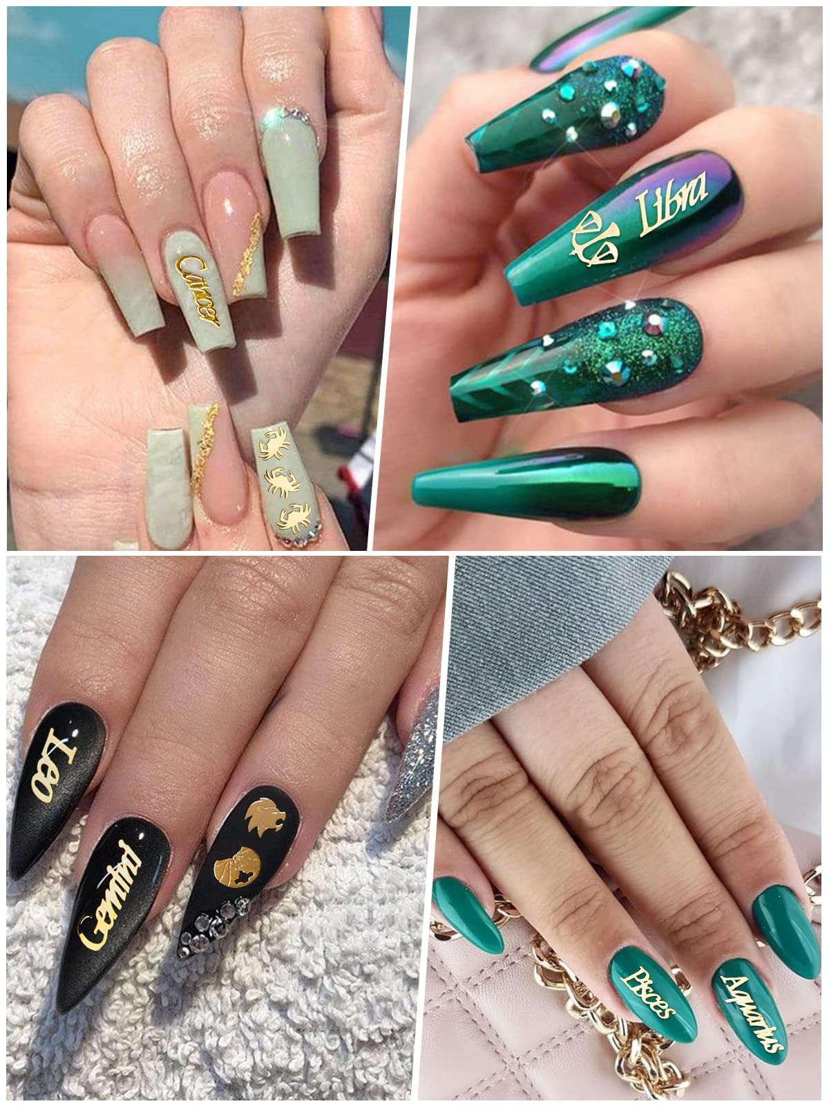 EBANKU 2 Pack Zodiac Nail Charms - 3D Gold 12 Constellation Nail Art Charms, Aquarius Alloy Nail Sequins for Nail Decoration - Perfect for DIY Nail Art, Salon Designs & Gift Giving