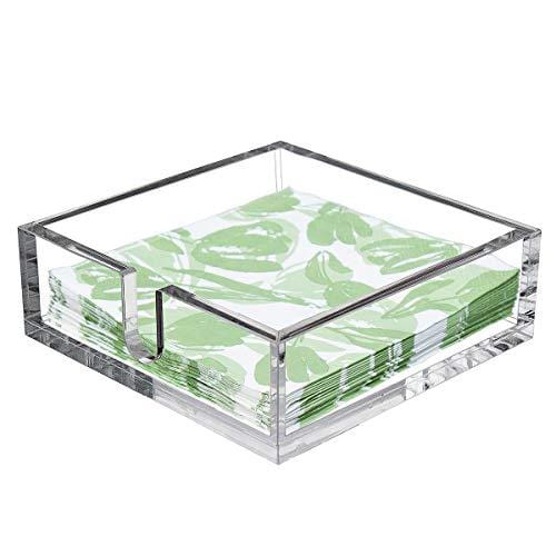 Clear Acrylic Cocktail Napkin Holder - Decorative Beverage Napkin Caddy for Bar, Party & Home Use - Pack of 1 - Perfect for Entertaining Guests