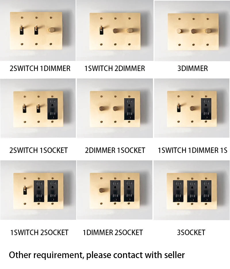 3 Gang Brass Toggle Light Dimmer Switch with Wall Plate - Vintage Style for Bedroom, Living Room & Office Lighting Control