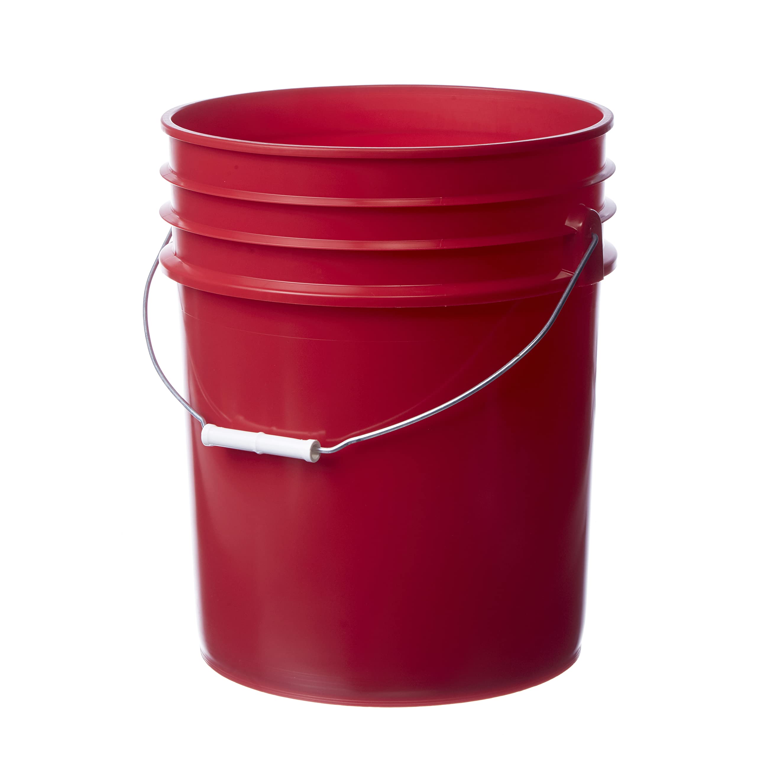 5 Gallon HDPE Plastic Bucket with Handle - Heavy Duty Red Storage Container for Home, Garden, and Industrial Use - Food Safe, Durable Watertight Design for Paint, Cleaning Supplies, and Outdoor Activities