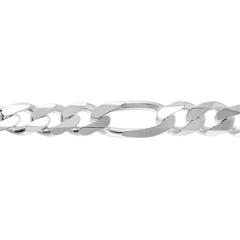 Premium 9mm Thick Sterling Silver Figaro Link Chain Necklace & Bracelet Set for Men and Women - Nickel-Free Italian Crafted with Beveled Edge (7-30 Inch) - Perfect for Gifts, Weddings & Everyday Fashion