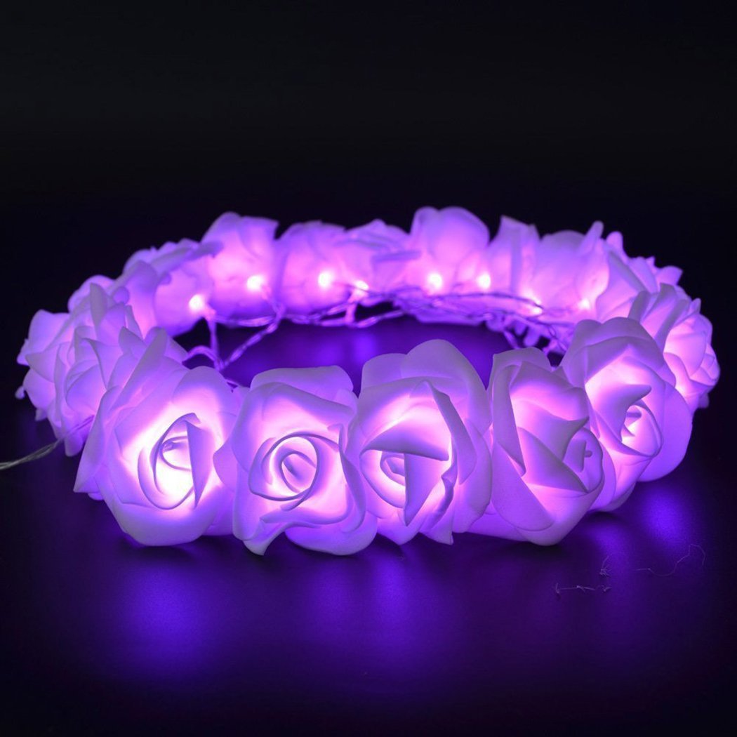 Fantasee Purple LED Rose Flower String Lights - 6.6ft 20 LEDs Battery Operated Fairy Lights for Wedding, Proposal, Home Decor, Party & Outdoor Decorations | Romantic Ambiance for Bedroom, Garden & Special Events