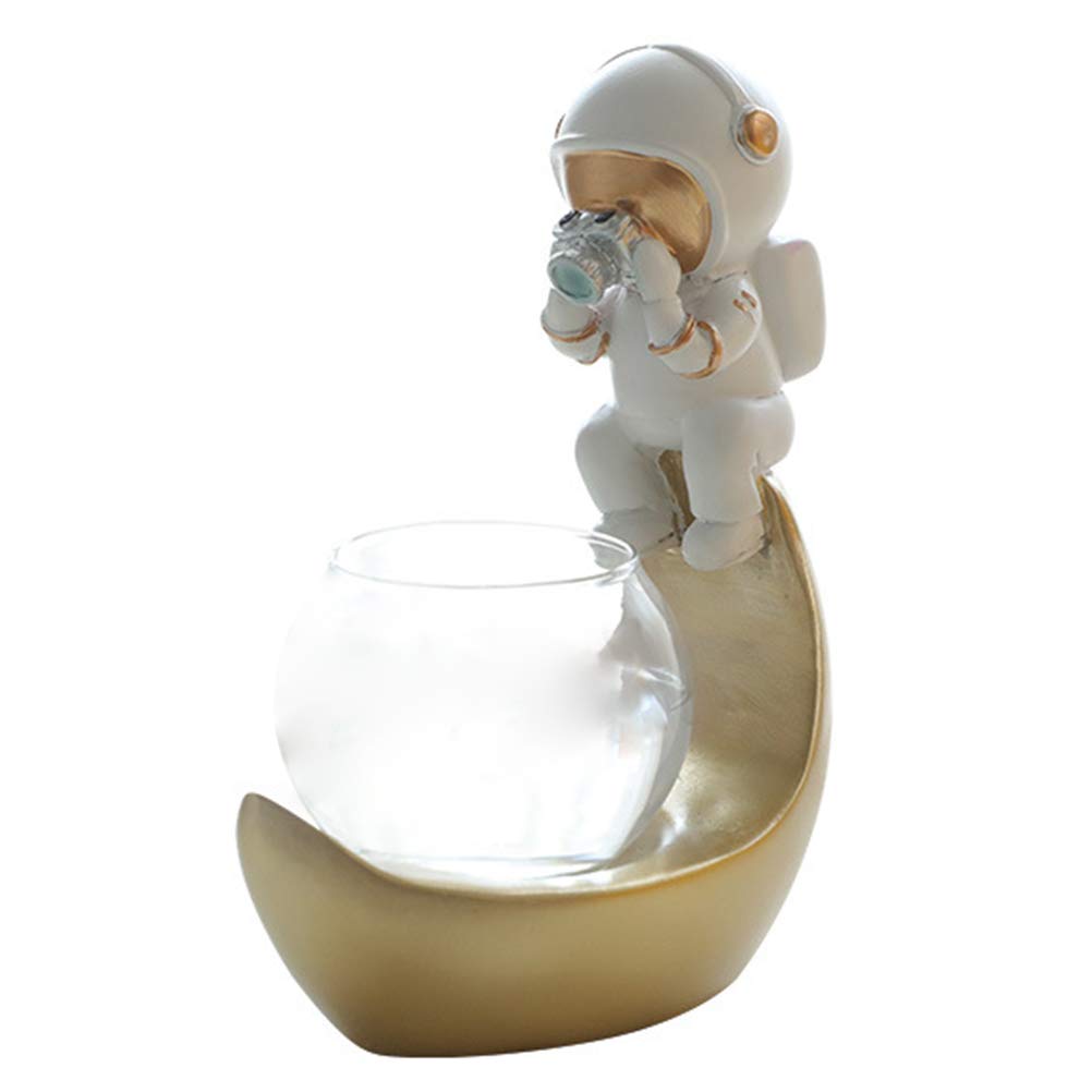PRETYZOOM Clear Resin Hydroponic Flower Vase & Fish Tank - Golden White Home Decor for Aquariums, Terrariums, Wedding Centerpieces and Party Supplies