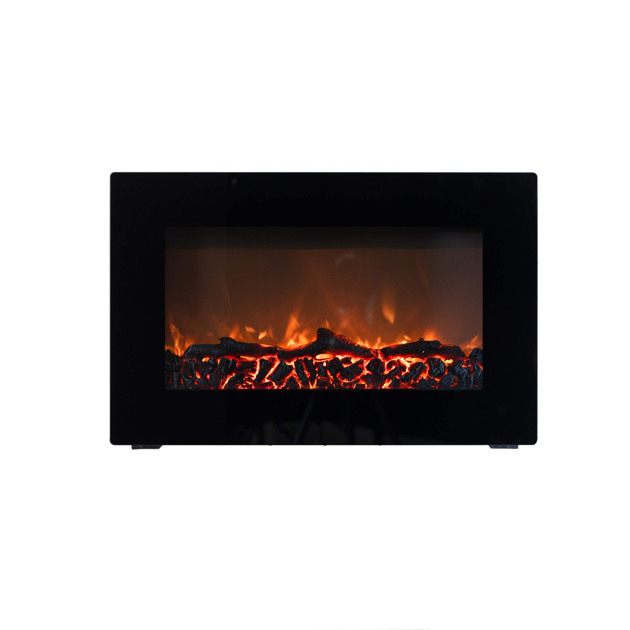 Fire Sense 60757 Black Wall Mounted Electric Fireplace - Energy Efficient Indoor Heater with Realistic Flame Effect for Living Room & Bedroom - Perfect for Home Decor & Winter Warmth
