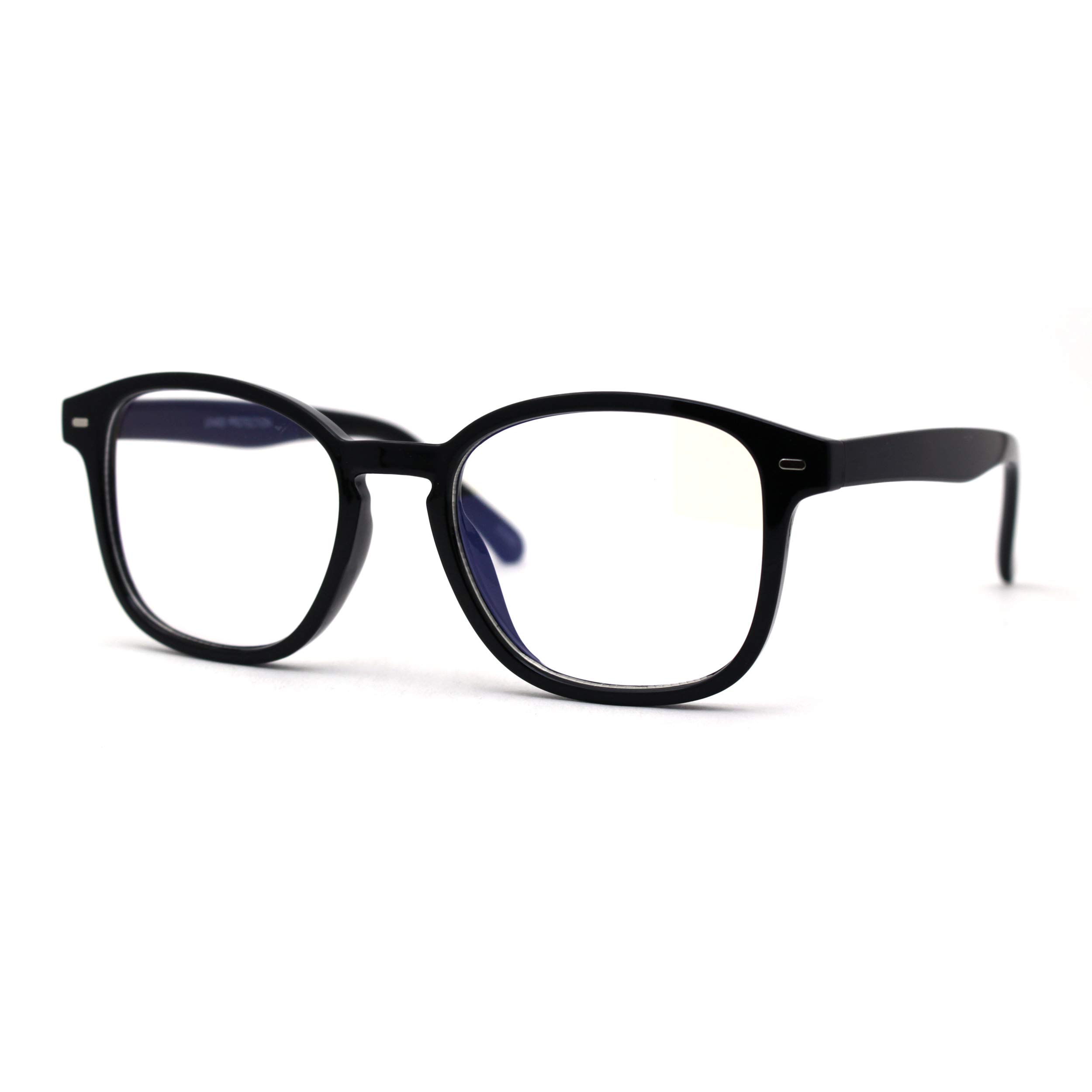 Blue Light Blocking Computer Glasses SA106 - Rectangular Horn Rim Keyhole Frame for Eye Strain Relief | Perfect for Office Work, Gaming & Screen Time