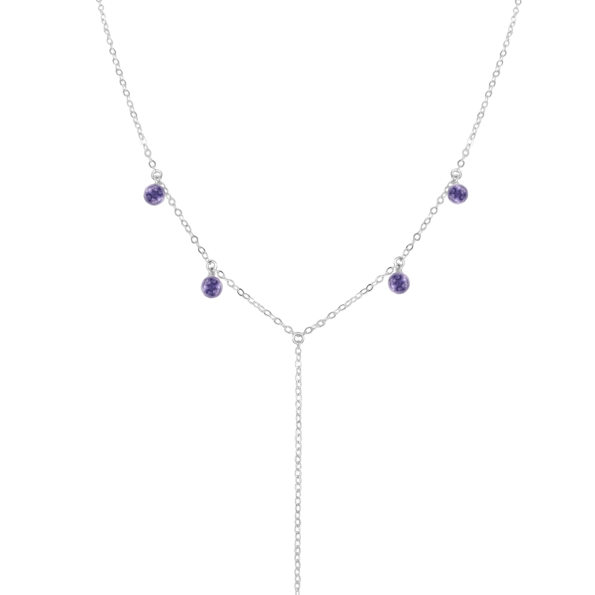 Iolite Boho Sterling Silver Y Necklace - Elegant Bohemian Jewelry for Women, Perfect for Casual Wear, Layering & Special Occasions