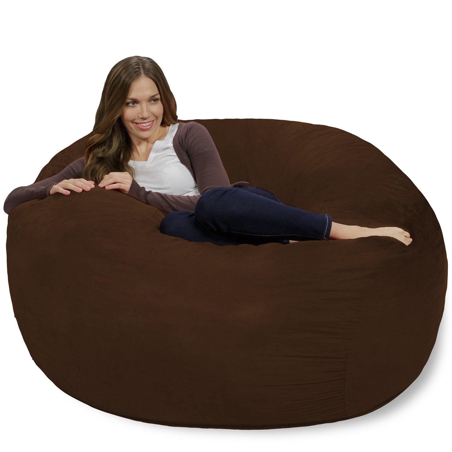Chill Sack 4' Giant Memory Foam Bean Bag Chair - Oversized Sofa with Soft Microfiber Cover (Chocolate) - Perfect for Living Rooms, Game Rooms & Dorm Relaxation